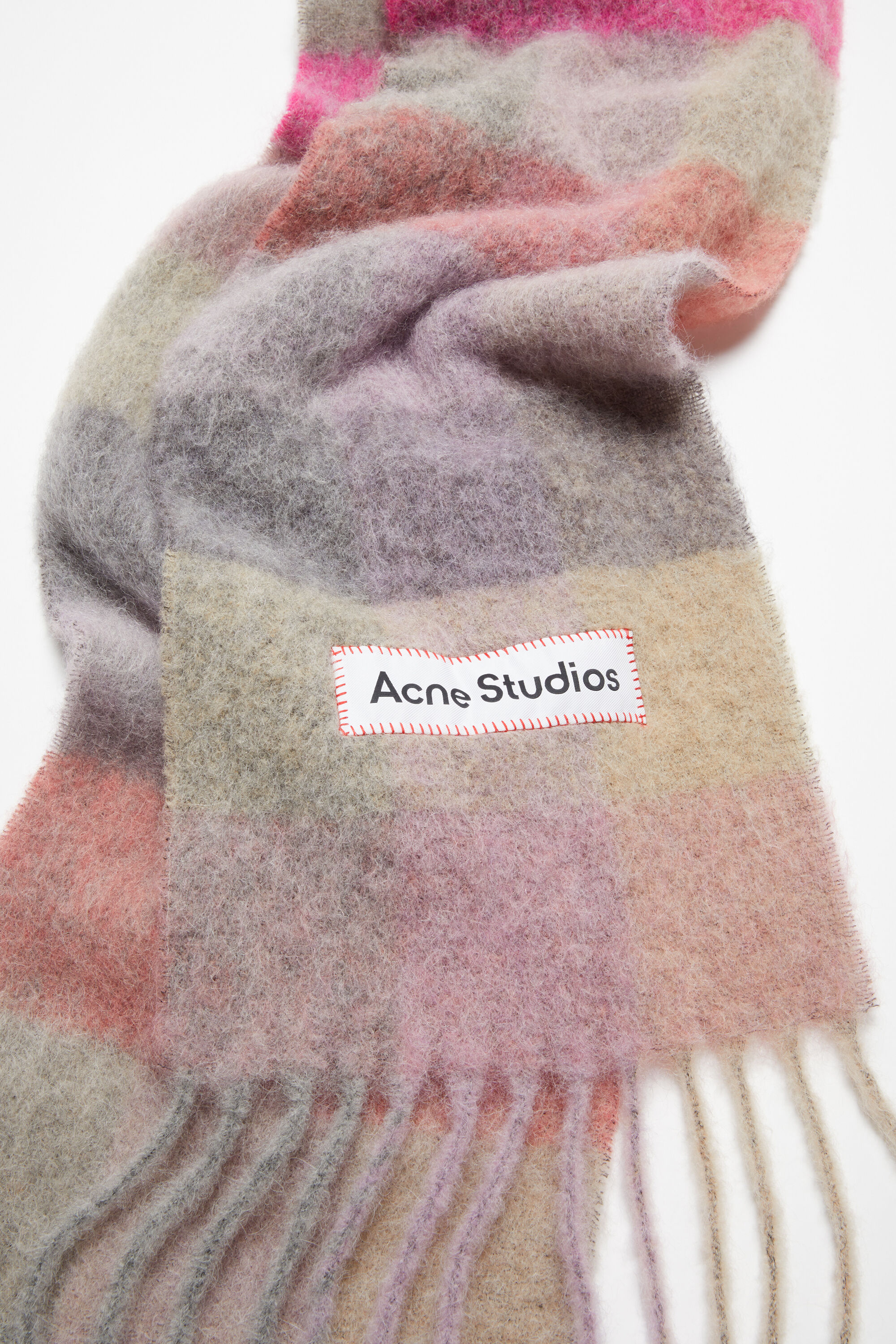 Acne Studios - モヘアチェックスカーフ - フューシャ/ライラック/ピンク