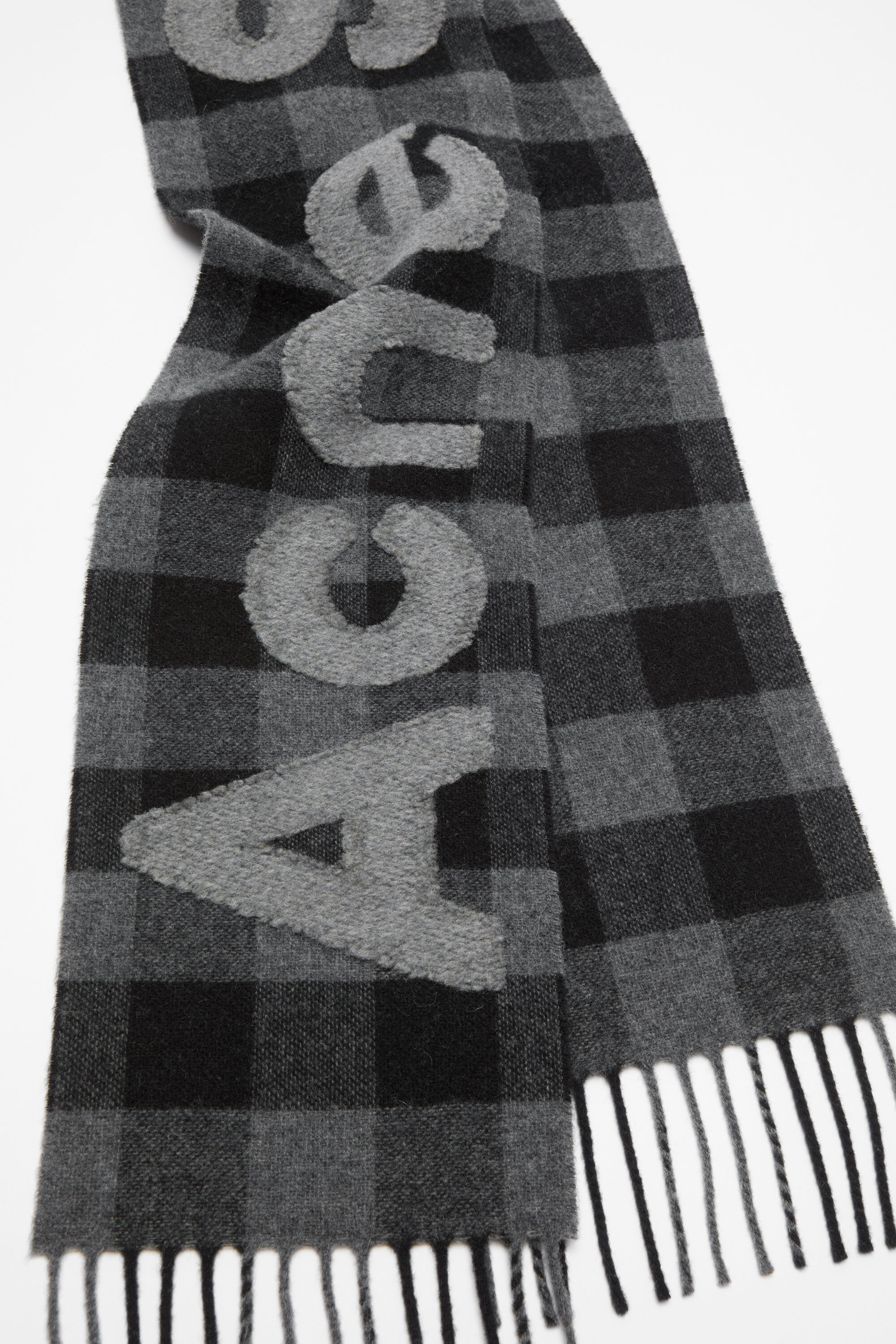 Acne Studios - Check logo scarf - Narrow - Black/grey