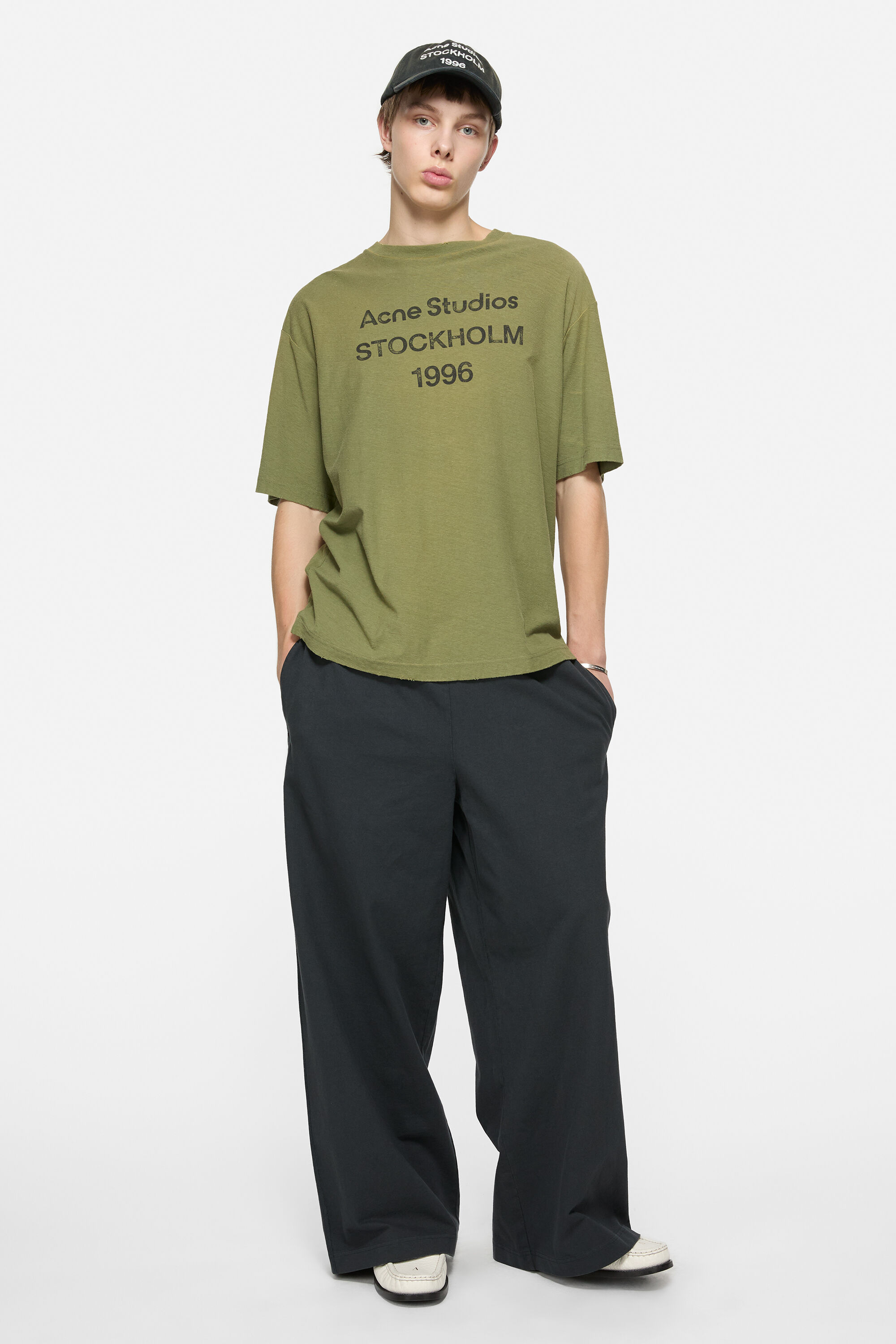 Acne Studios - ロゴTシャツ - リラックスフィット - オリーブグリーン