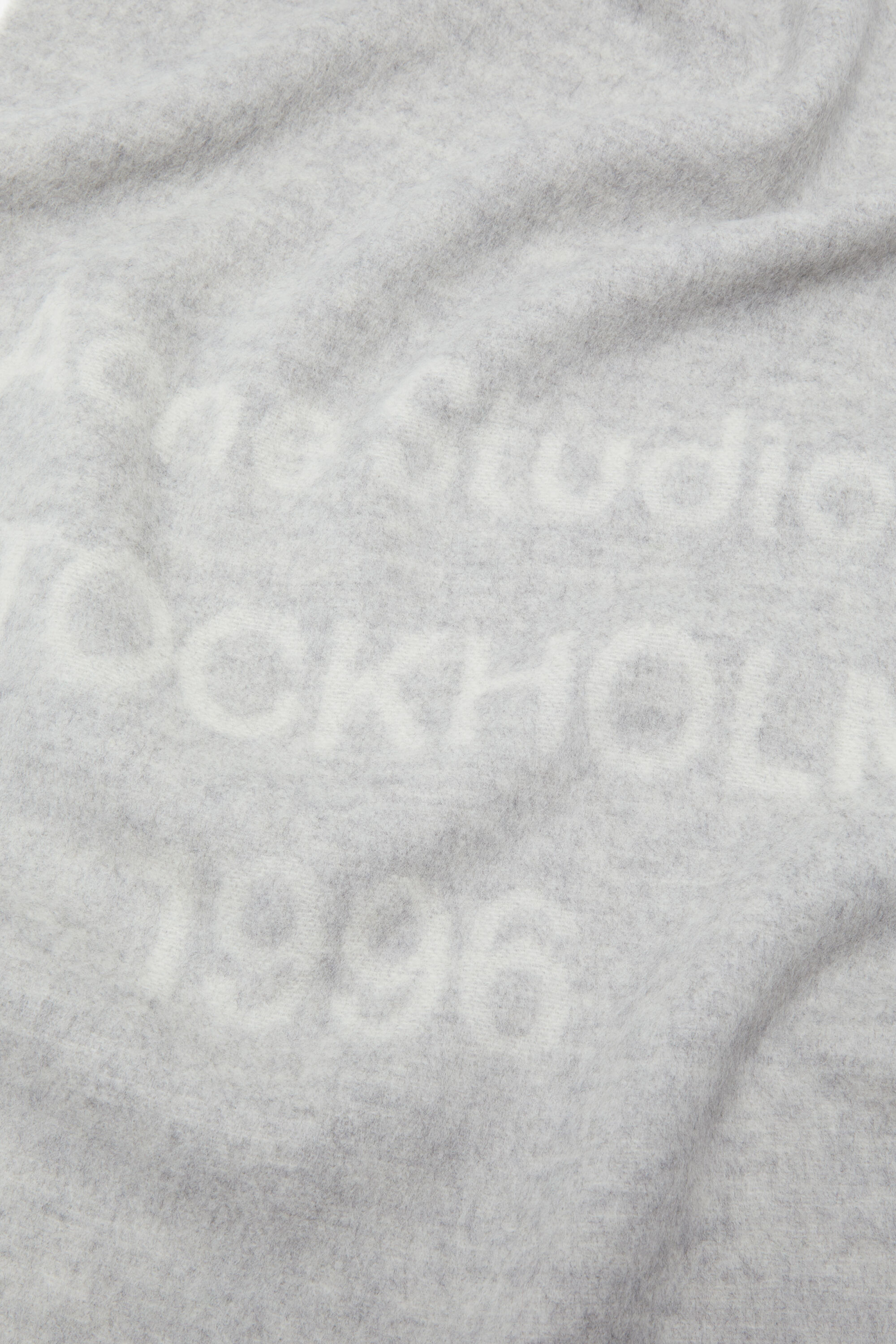 Acne Studios - ロゴウールスカーフ - ライトグレーメランジ/ホワイト
