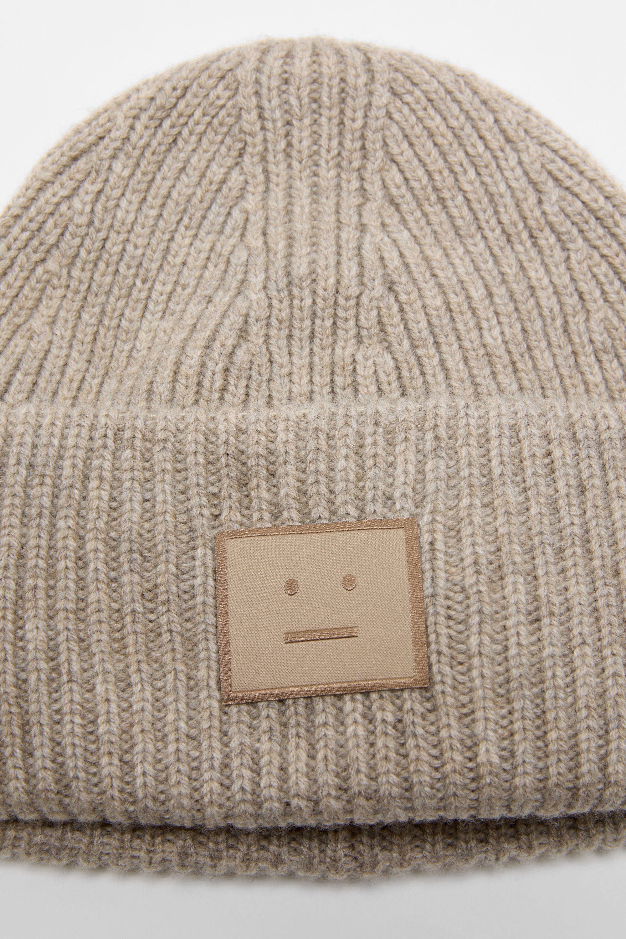 Acne Studios - リブ編みFaceロゴビーニー - グレージュメランジ