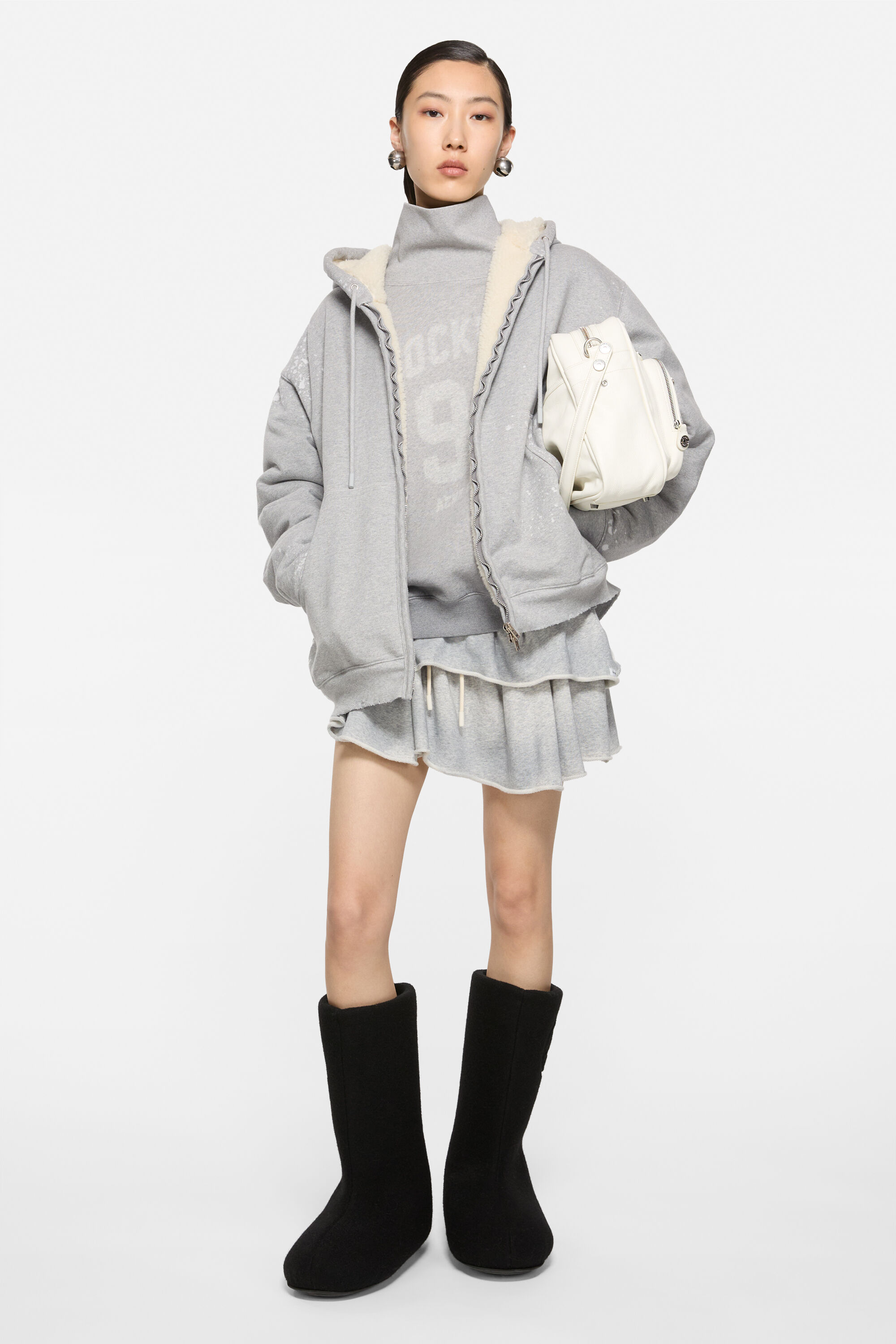 Acne Studios - フード付きジッパースウェット - グレーメランジ