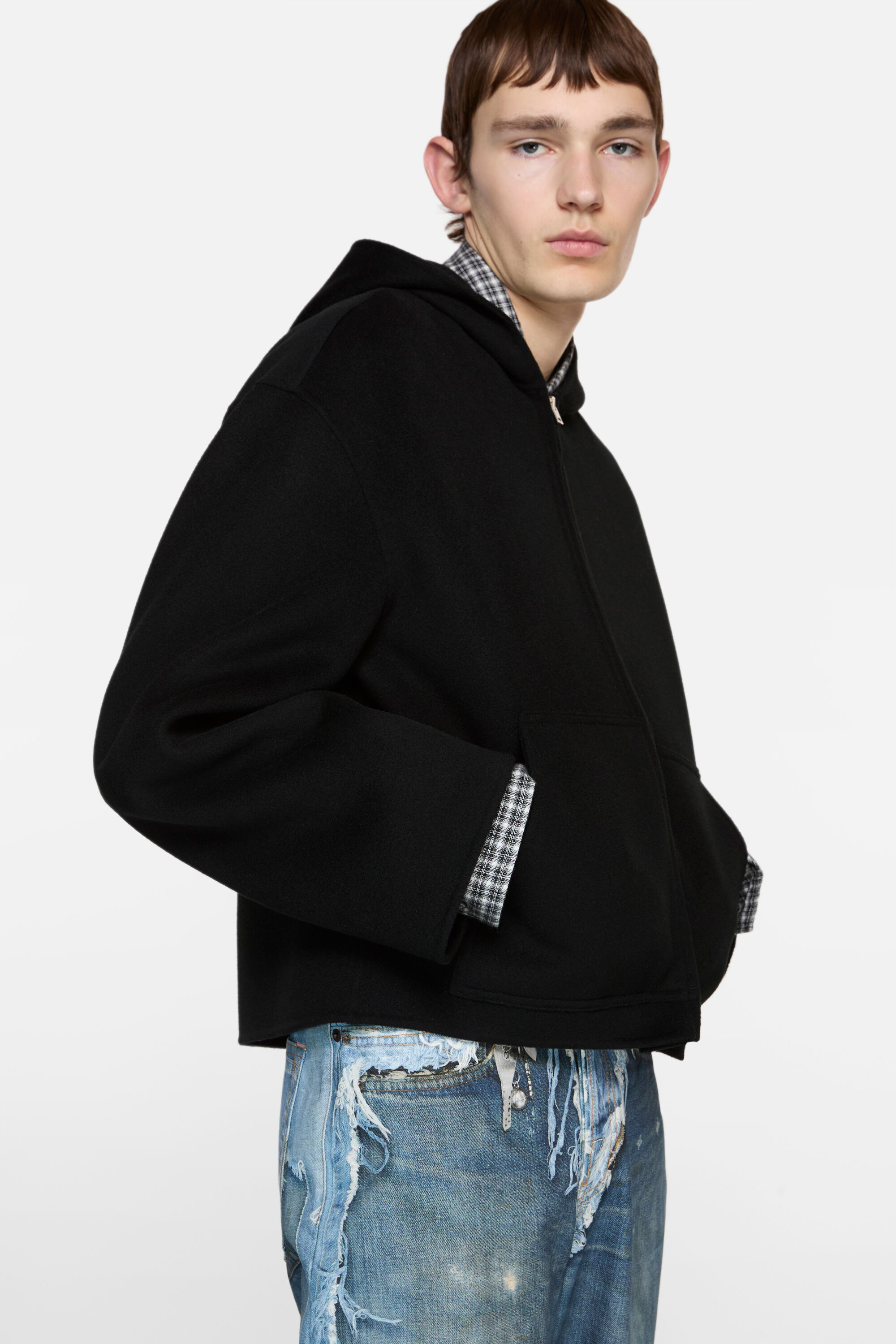 Acne Studios - カシミヤフード付きジャケット - ブラック