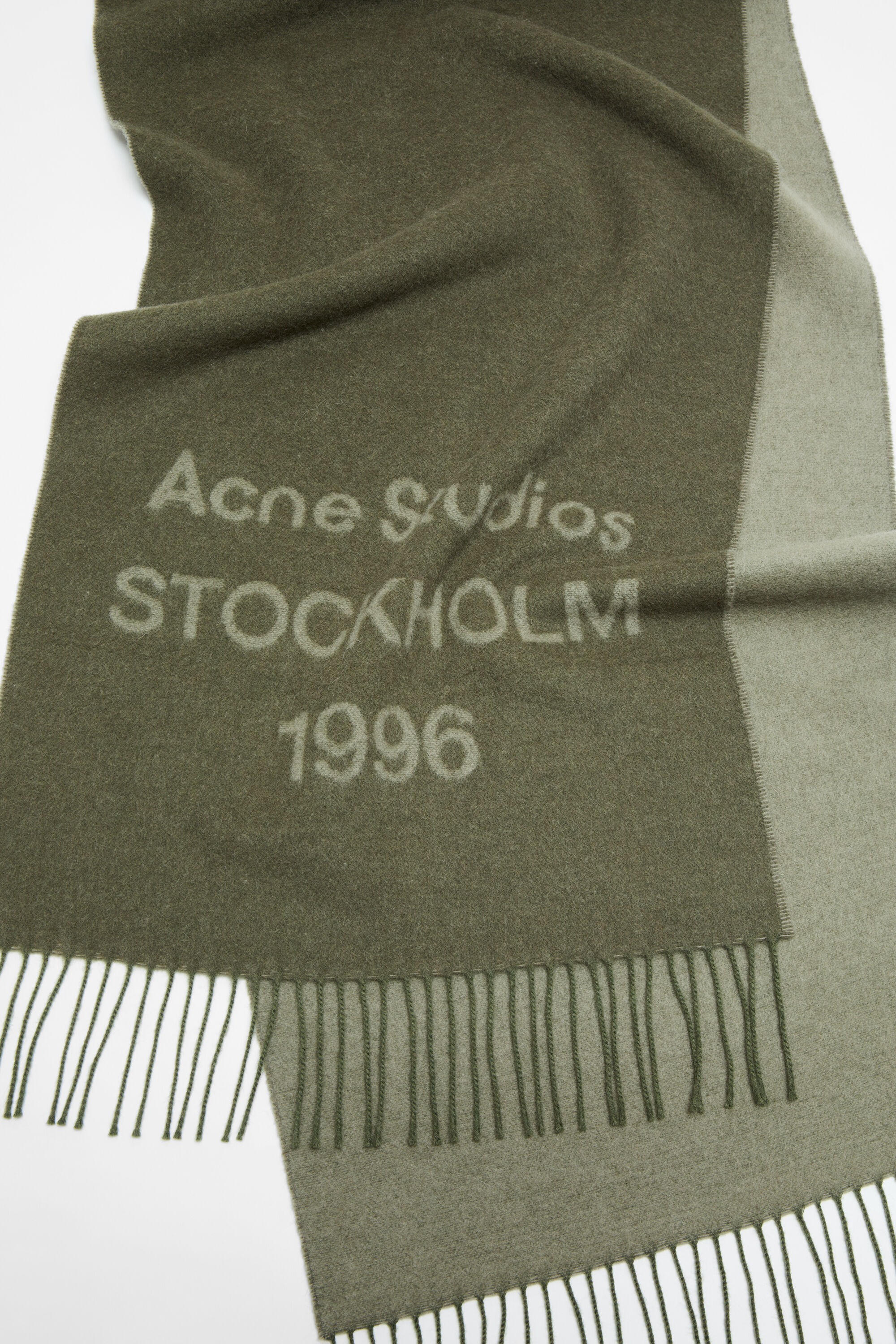 Acne Studios - Logo scarf - Wide - Olive green