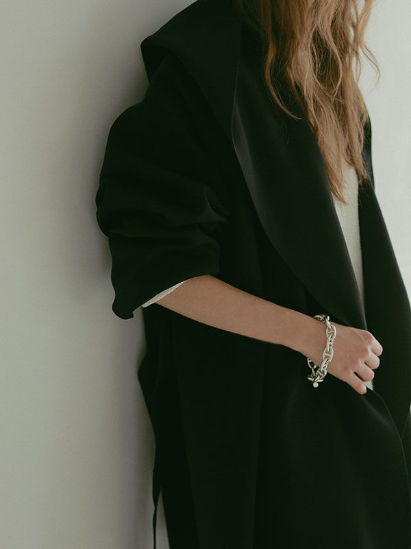 ETRE TOKYO - ダブルフェイスニットフーディーコート - BLACK | ADDICT