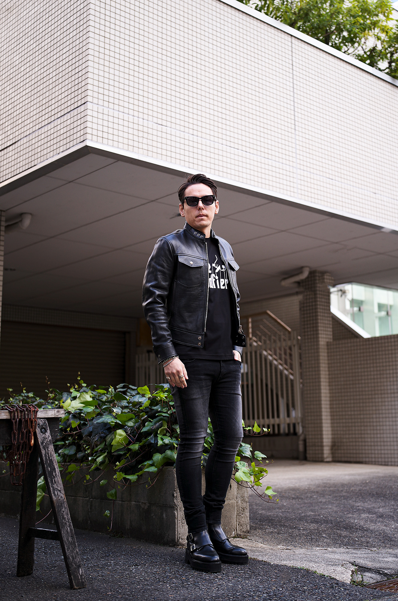 TOM FORD (トムフォード) GLOSSY GRAIN BIKER BLOUSON (グロッシー
