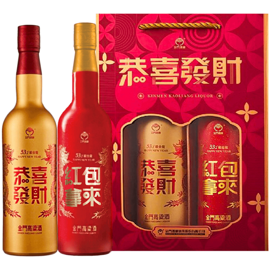 金門高粱酒53.2度禮盒(緞金龍-2024恭喜發財),KINMEN KAOLIANG LIQUOR