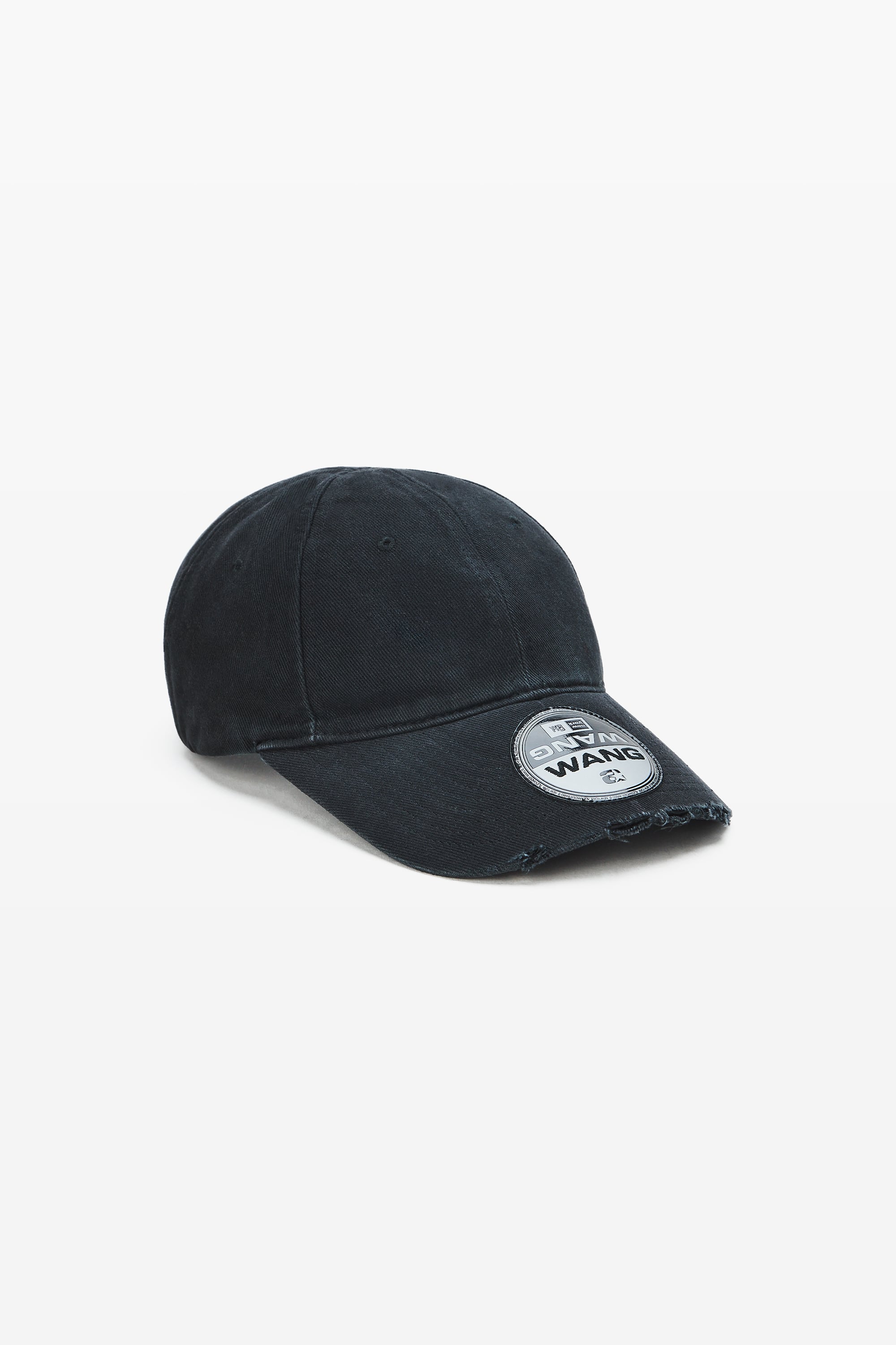 Unisex Logo Sticker Cap in Distressed Cotton Twill in WASHED BLACK