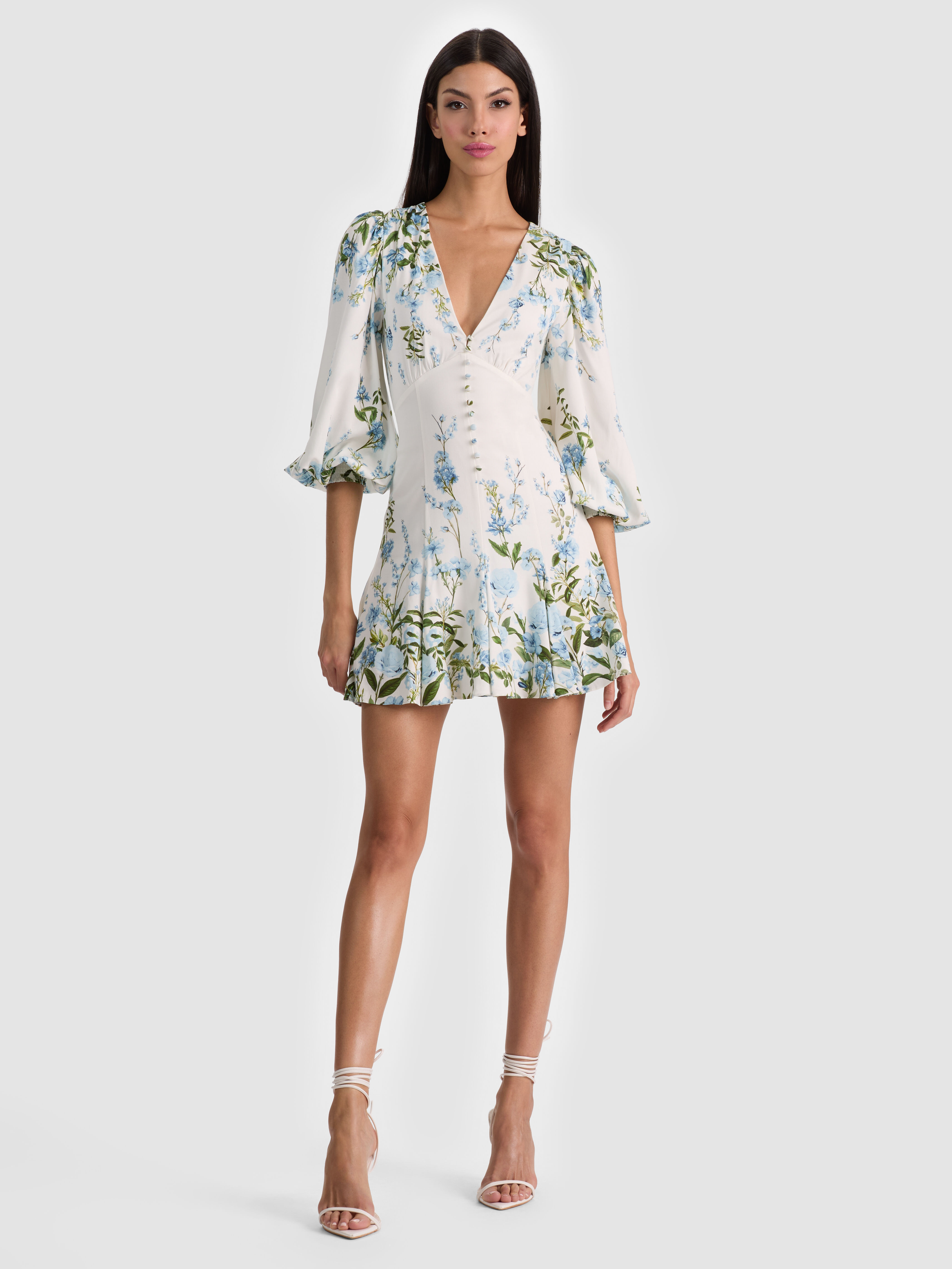 IRENE MINI DRESS in FRESH AIR CAROLINA BLUE | ALICE + OLIVIA