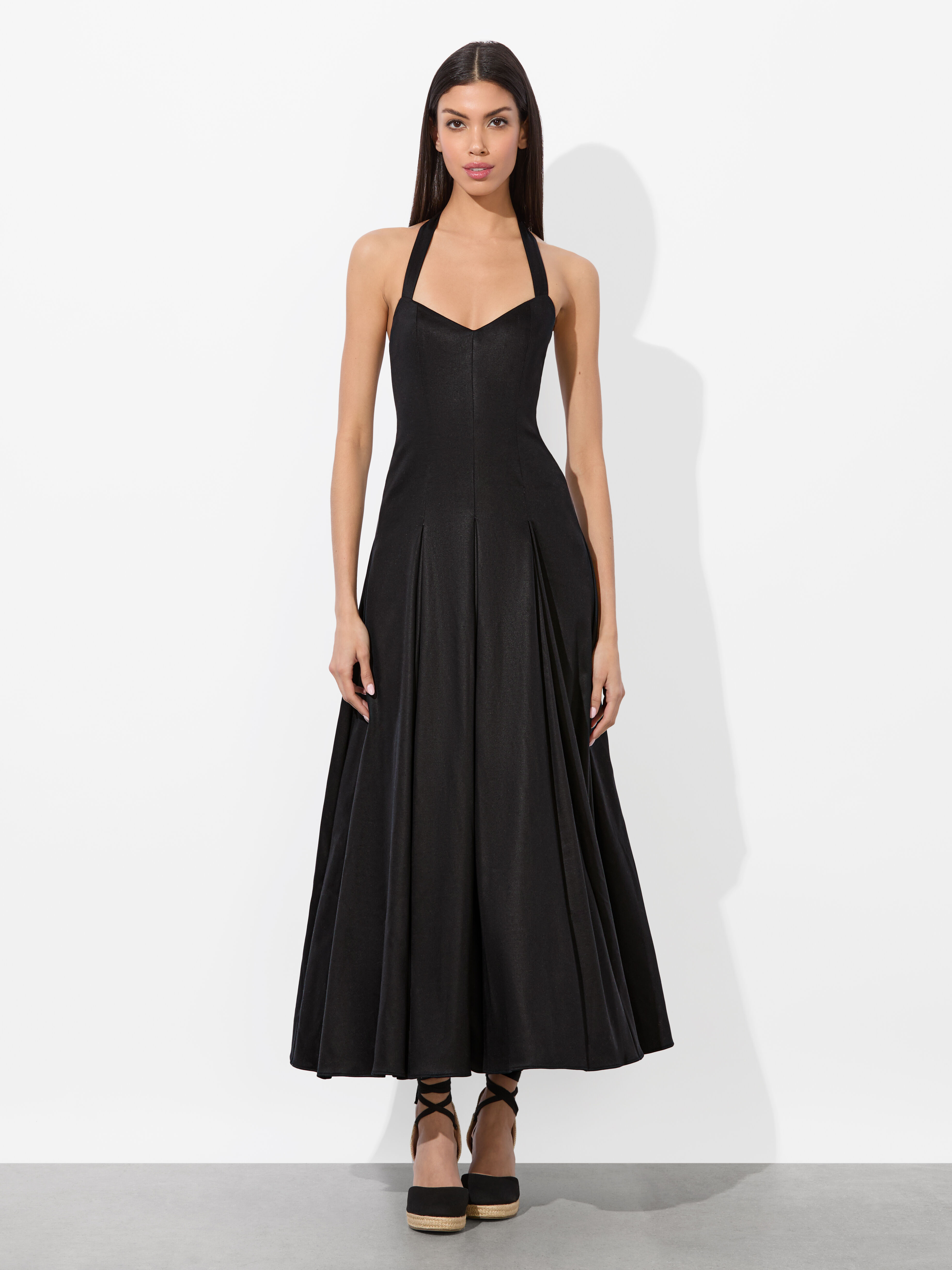 ISABELLE FLARED MIDI DRESS in BLACK | ALICE + OLIVIA