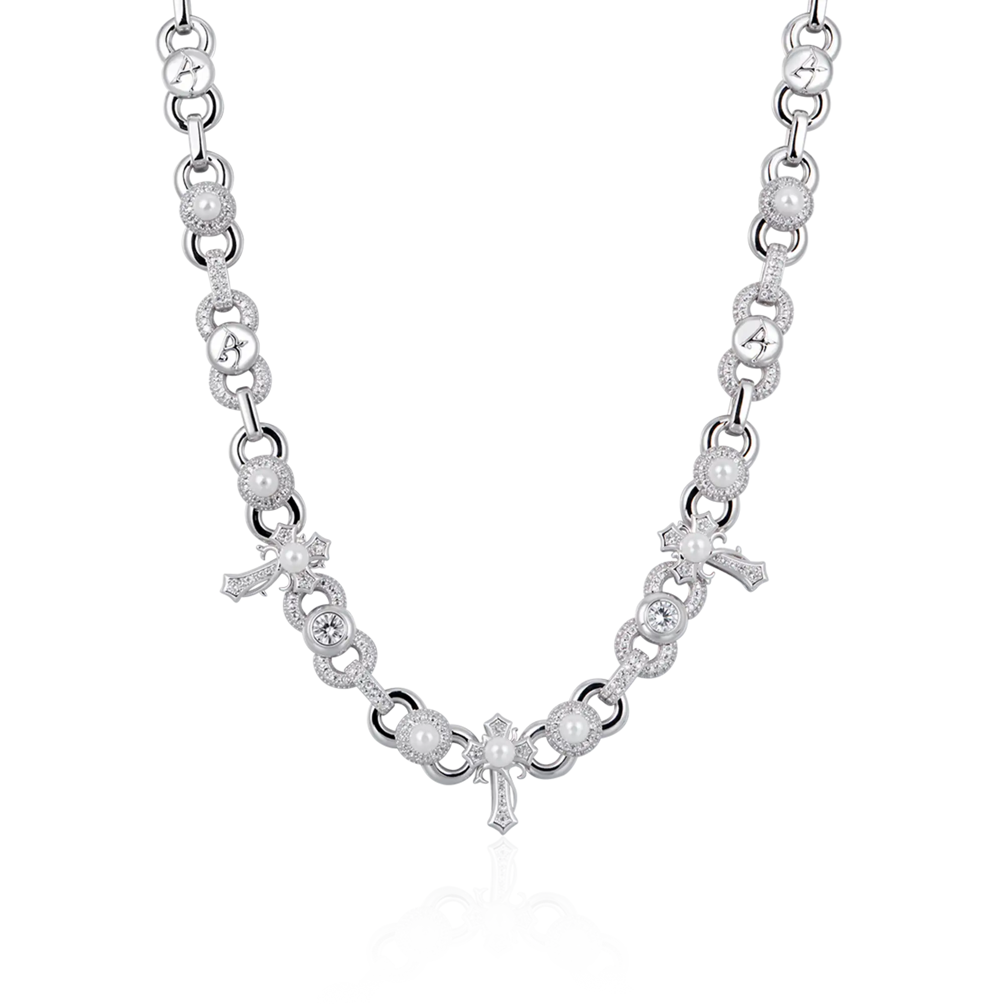 18K White Gold Infinity Cross Wallet Chain - Pants Chain | Key