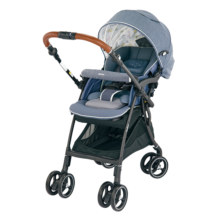 【美品】Aprica ラクーナビッテ クッション レザーハンドル ベビーカー Aprica アップリカ ラクーナビッテクッション ネイビー ストライプ
