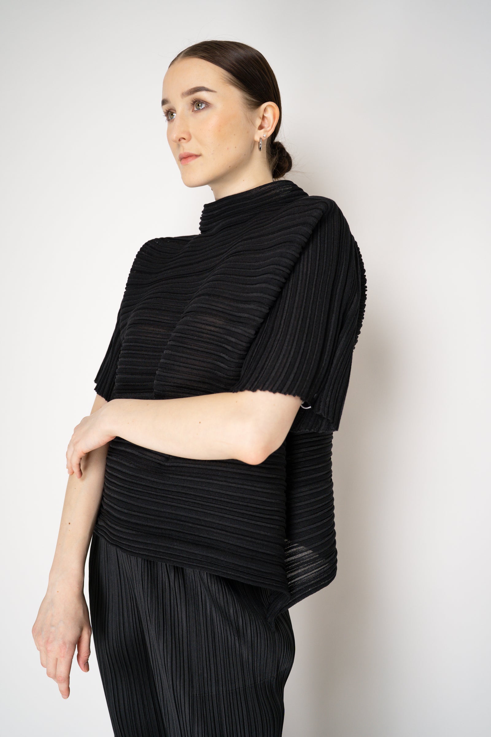 Pleats Please Issey Miyake Sheer Bounce Knit Short Sleeve Top in