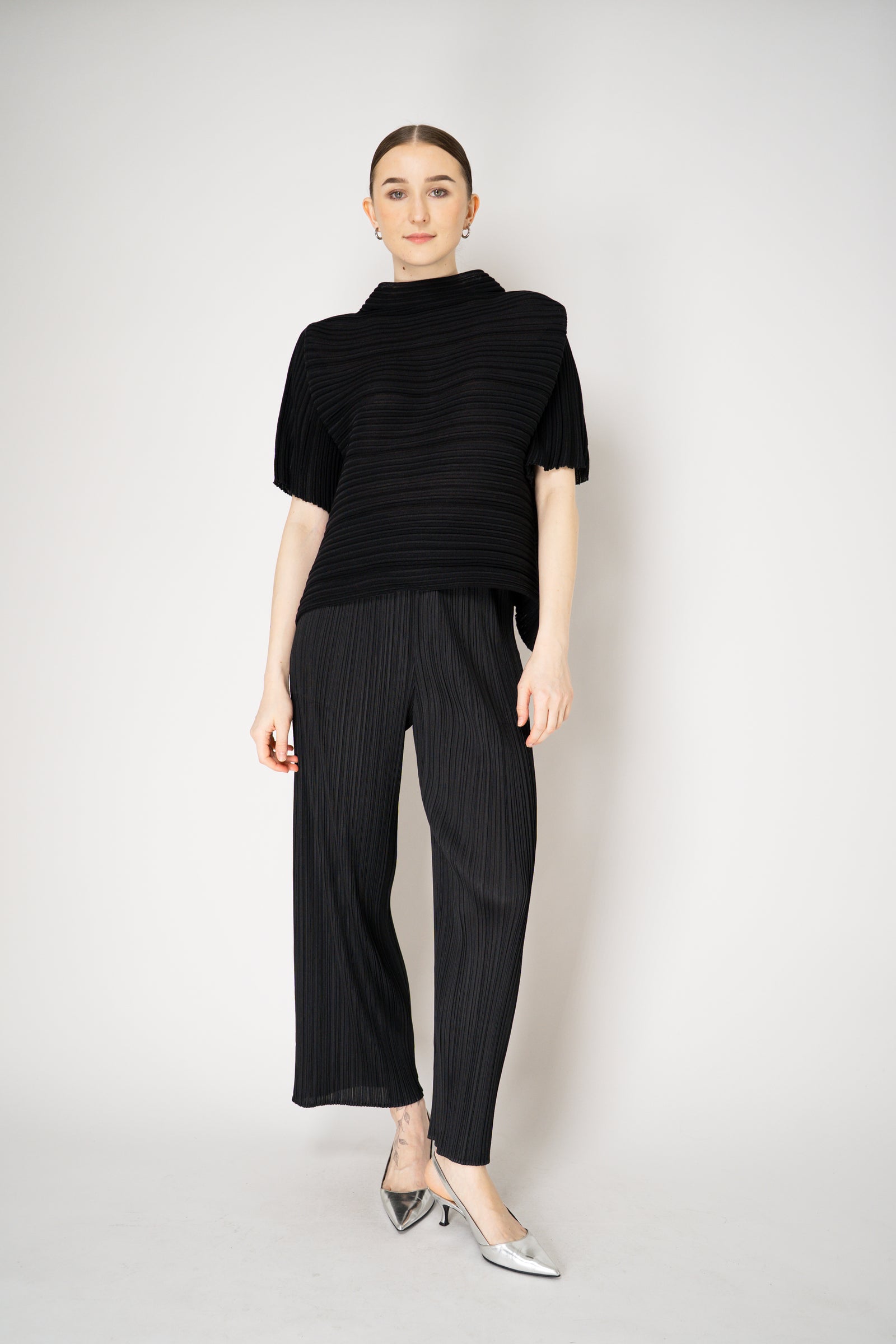 Pleats Please Issey Miyake Sheer Bounce Knit Short Sleeve Top in