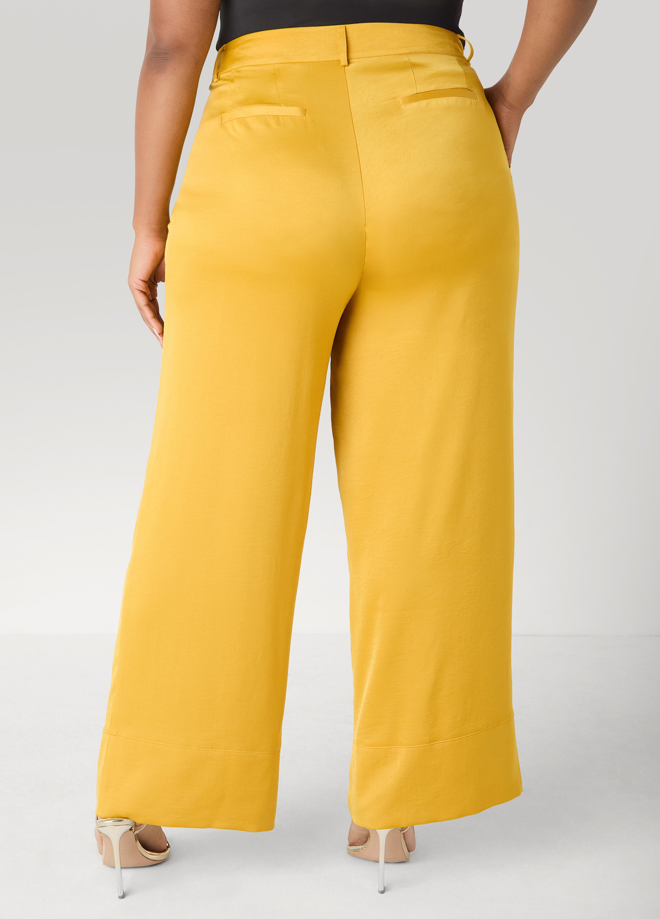 Pleated Satin Wide Leg Pants – Ashley Stewart
