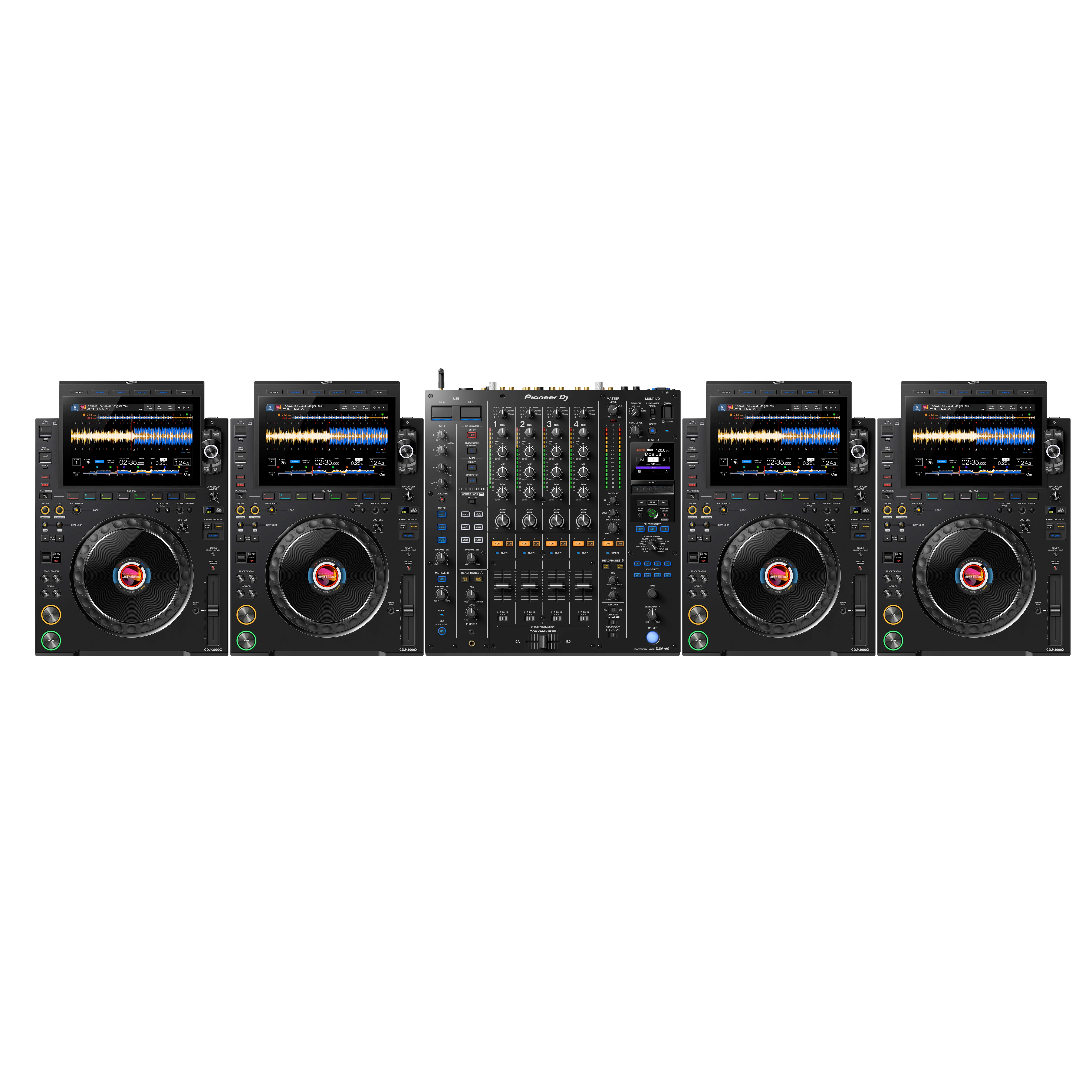 4-Deck DJ Package: CDJ-3000X x4 + DJM-A9 w/Cases Chicago Pro