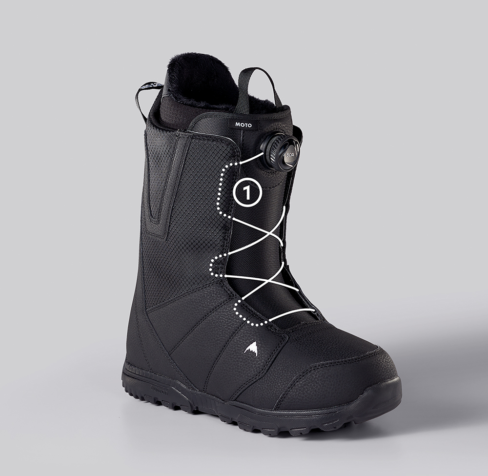 BOA Fit System Single Dial Snowboard Boot Lace Configuration