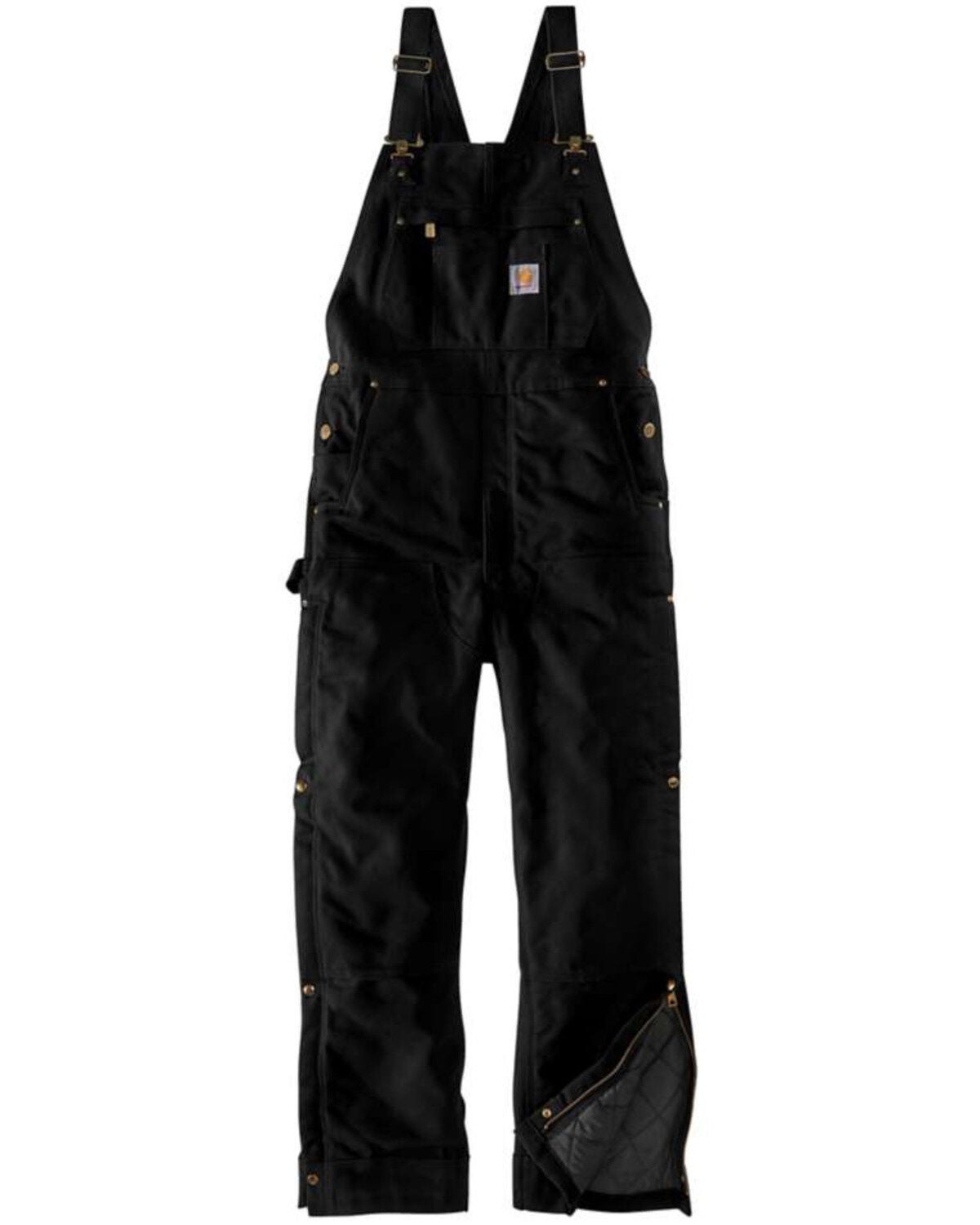 Carhartt Men's Black Firm Duck Insulated Bib Work Overalls | Boot Barn
