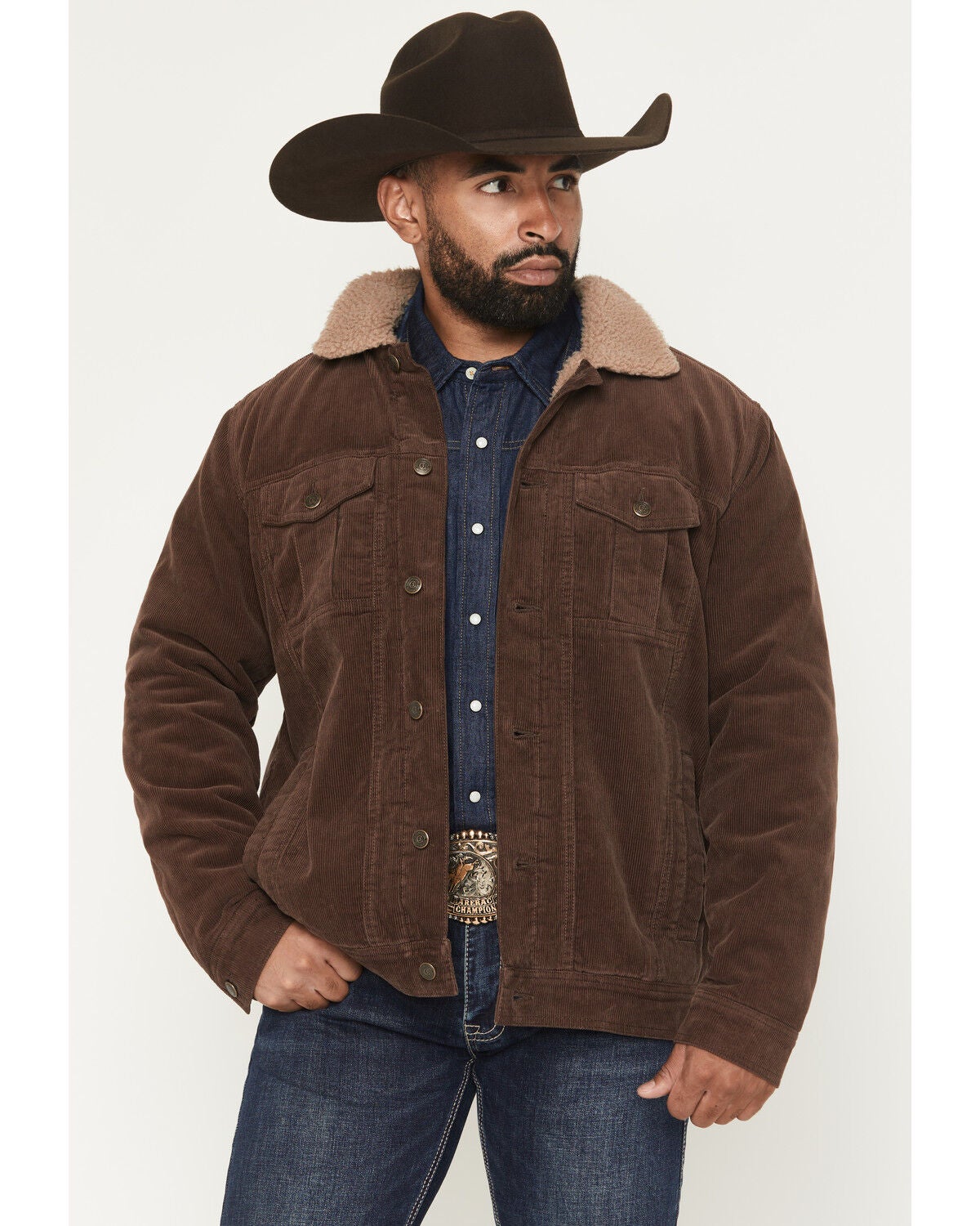 Cody James Men's Ozark Corduroy Sherpa Lined Heavyweight Trucker