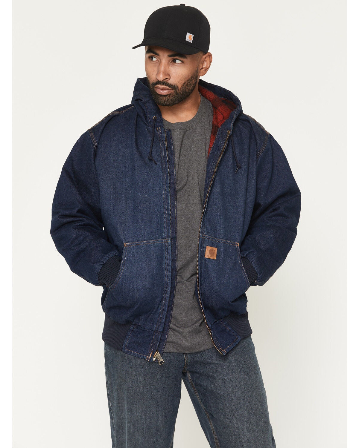Carhartt Men's Loose Fit Denim Active Hooded Jacket | Boot Barn