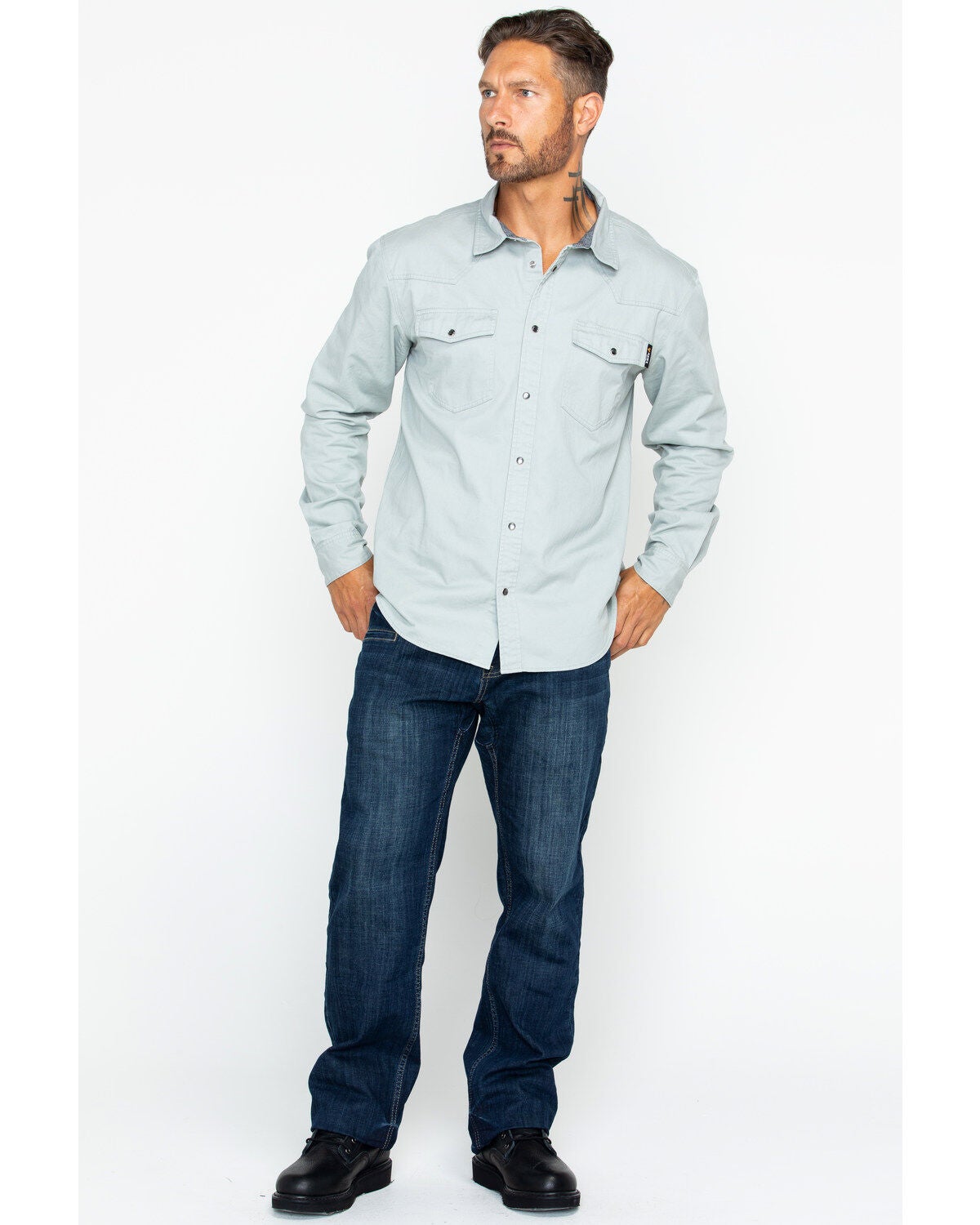 Hawx Men's Solid Twill Pearl Snap Long Sleeve Work Shirt | Boot Barn