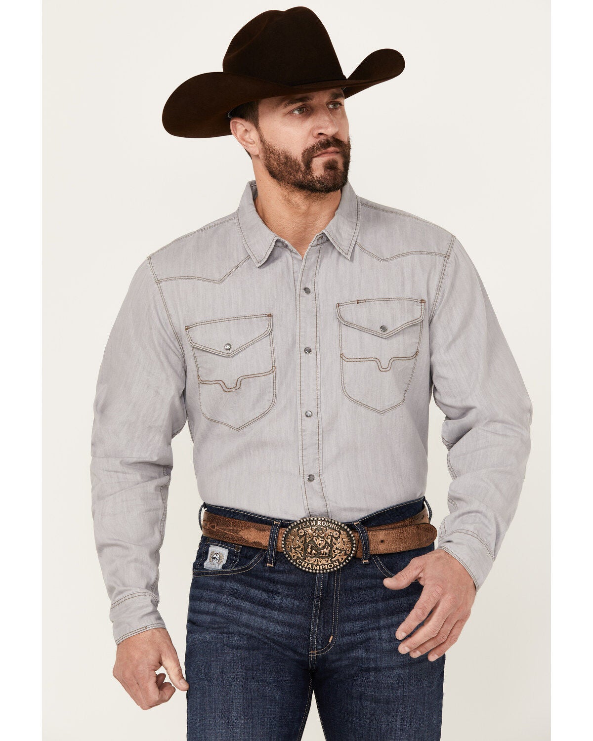 Kimes Ranch Men's Grimes Denim Long Sleeve Pearl Snap Western
