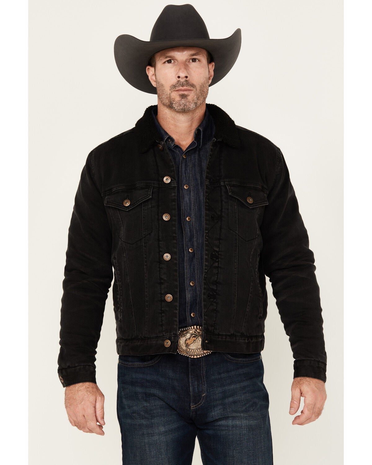 Cody James Men's Outlaw Sherpa Lined Denim Trucker Jacket | Boot Barn