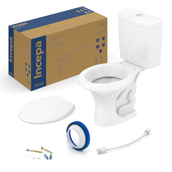 KIT BACIA COM CAIXA ECOFLUSH ®, ASSENTO ECO E ITENS DE INSTALAÇÃO