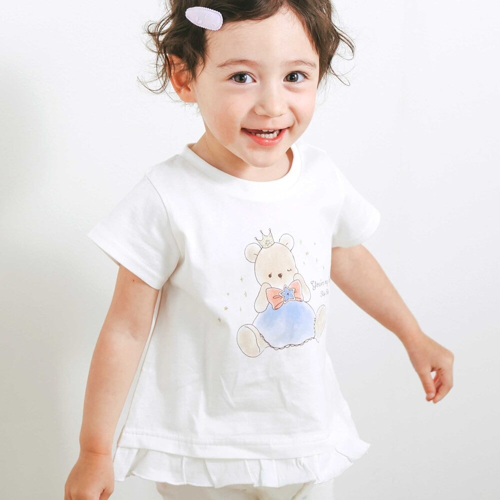 スララク/防汚加工/オーガニックコットン】ときめき女の子半袖Tシャツ
