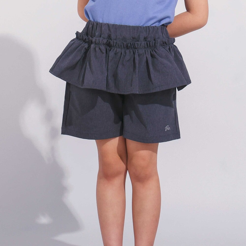 シャンブレーペプラムフリルショートパンツ(90~160cm)(90cm ベージュ