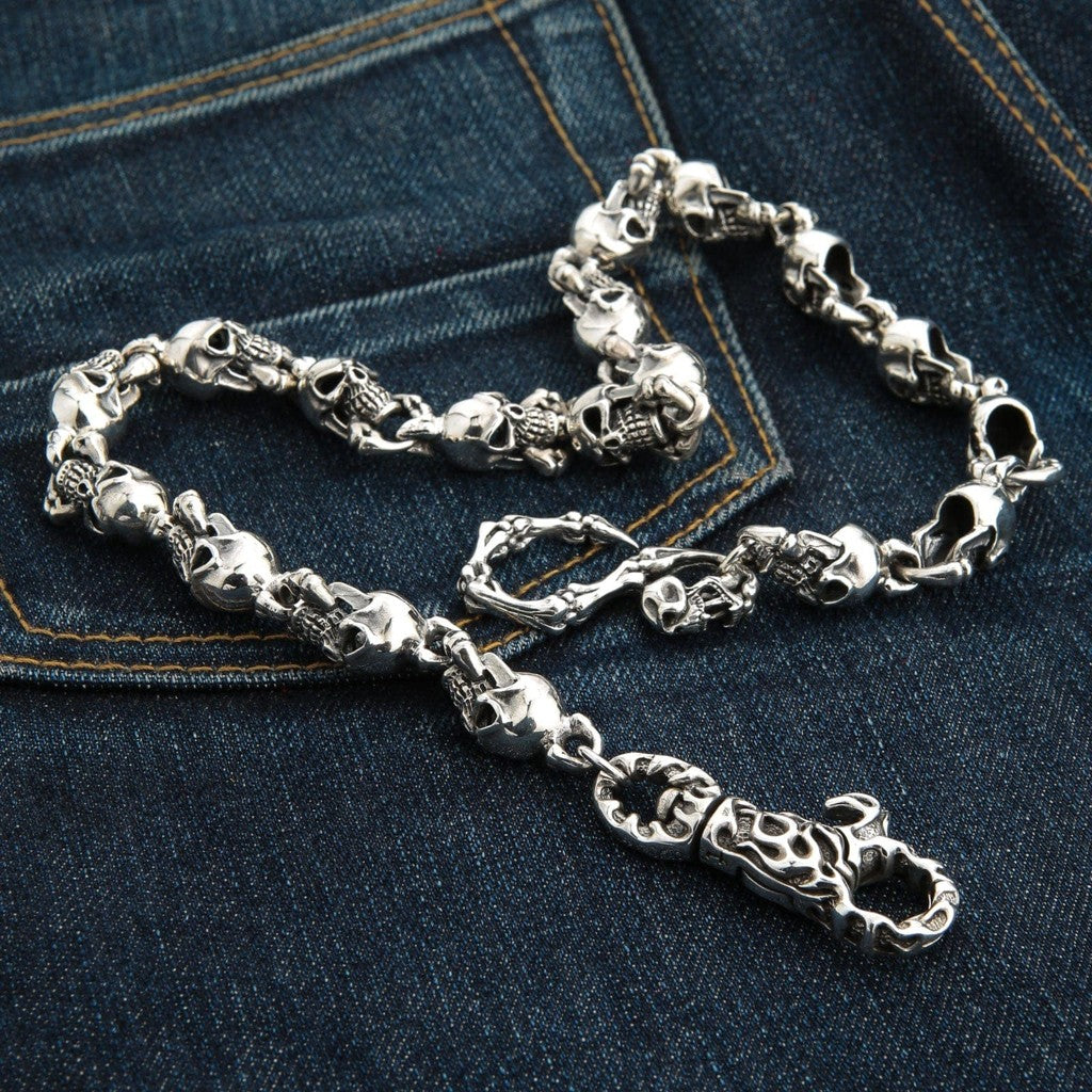 Sterling Silver Skull Wallet Chain 22