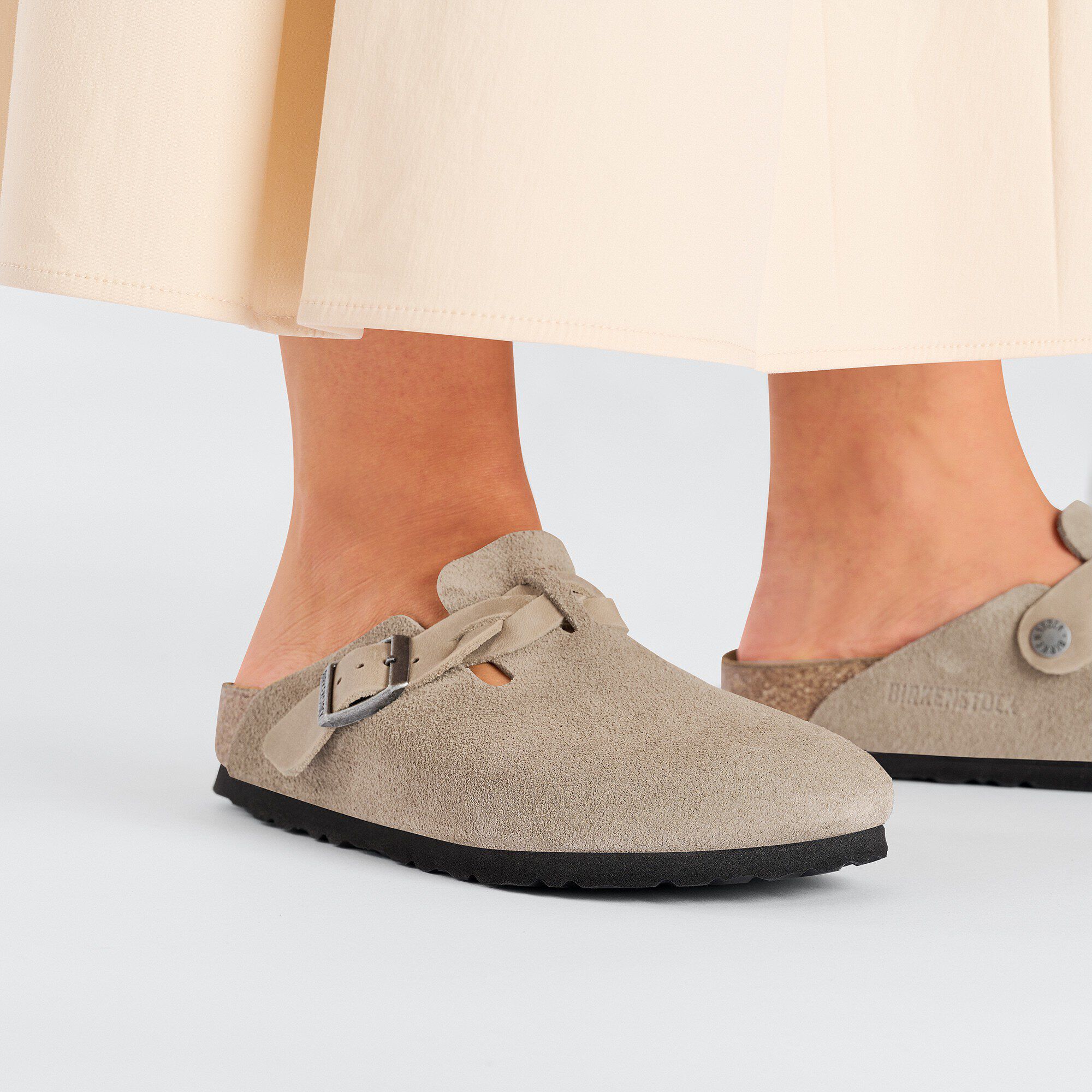 Boston Braided Suede Leather in Color Taupe | BIRKENSTOCK US