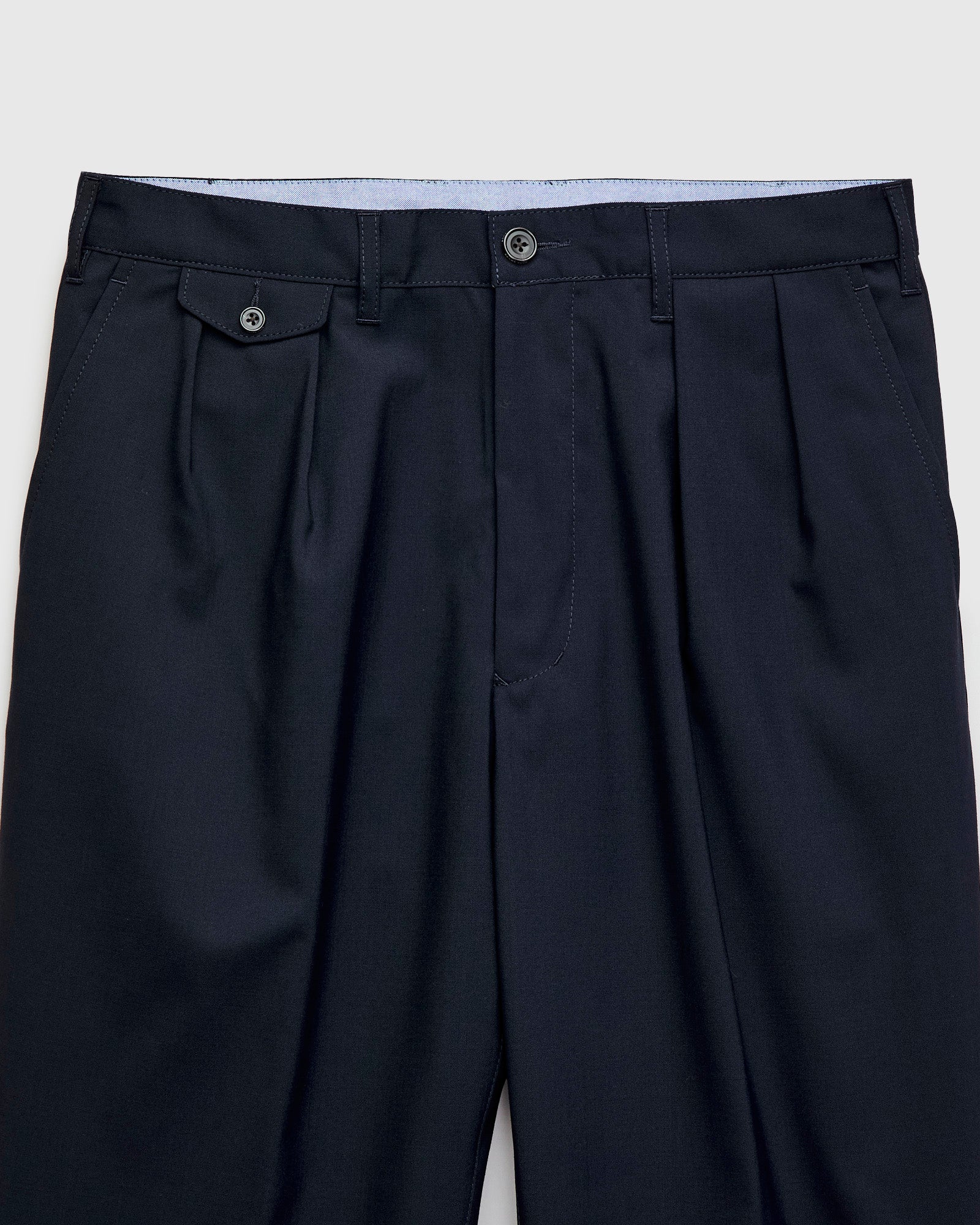 2-Pleat Tropical Wool Trousers in Dark Navy – Blue Owl Workshop