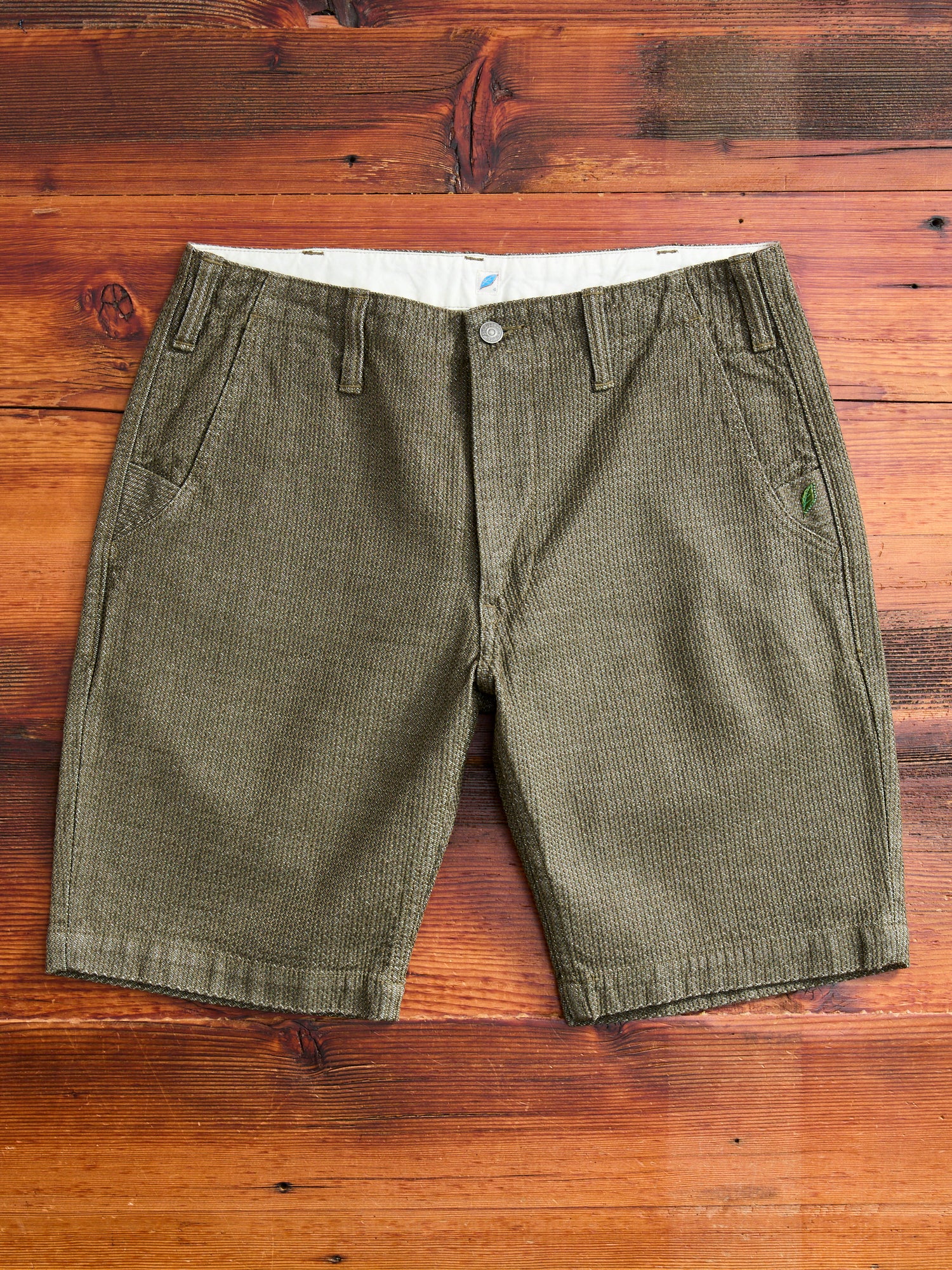 Jacquard Stitch Sashiko Shorts in Olive – Blue Owl Workshop
