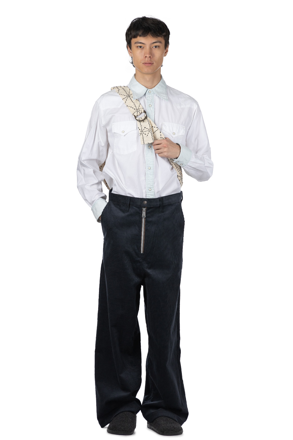 Kapital | 8W Corduroy ZIPPER PORT Baggy Pants - Black | Men | Blue