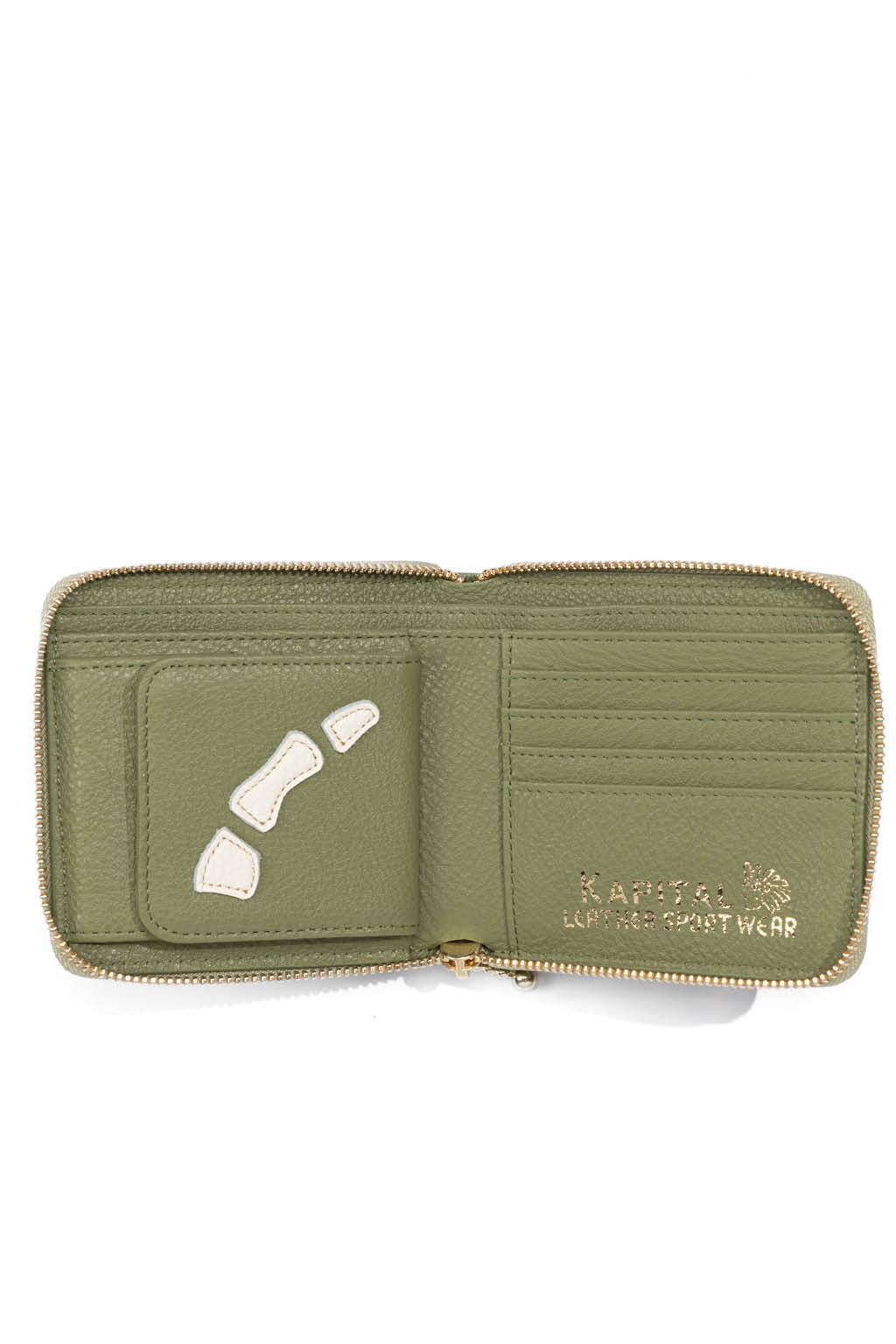 Kapital | Thumb-Up Bone Band Zip Wallet - Olive | Women | Blue