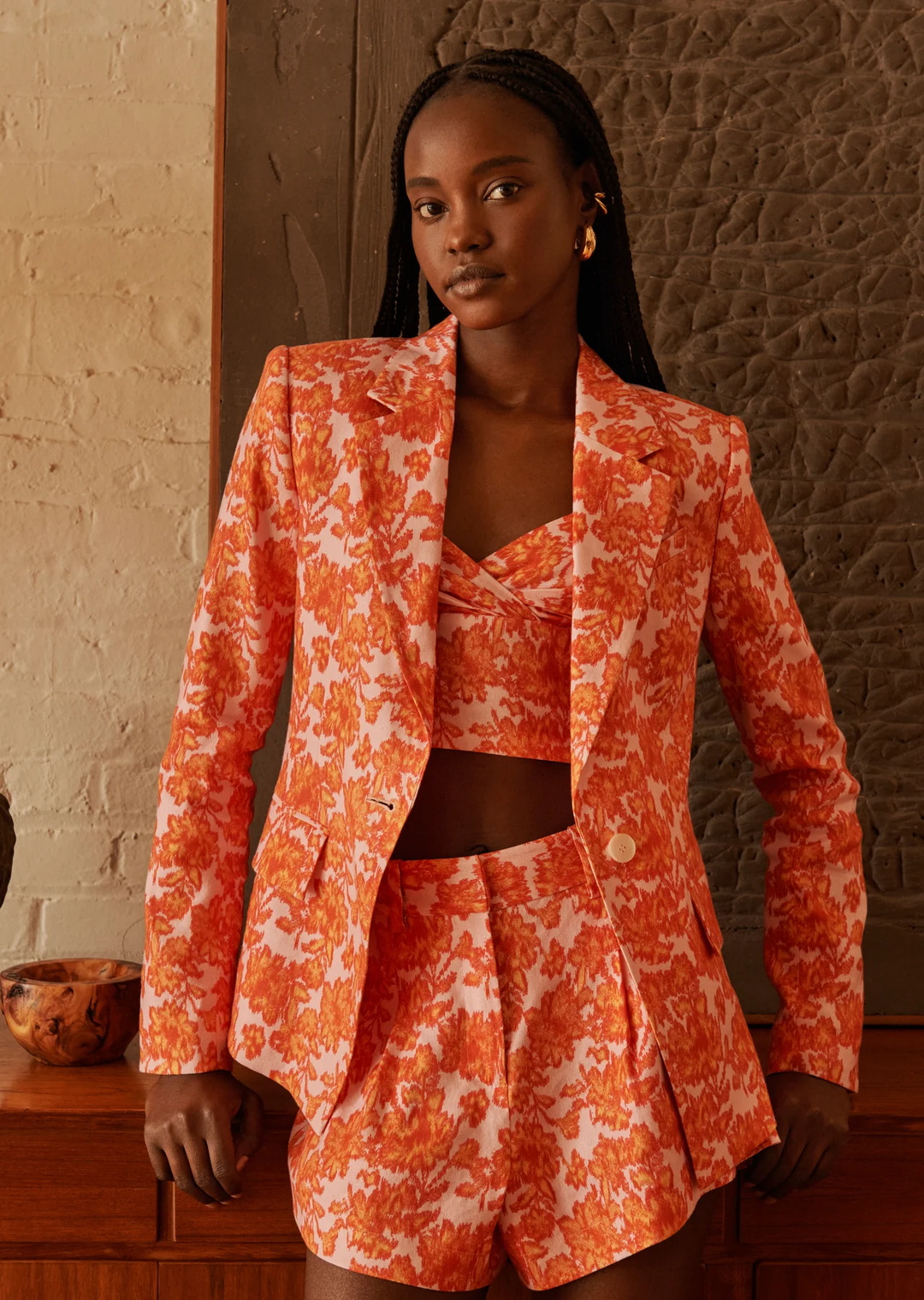 Derek Lam 10 Crosby - Irina Single Breasted Jacket In Orange/Rose