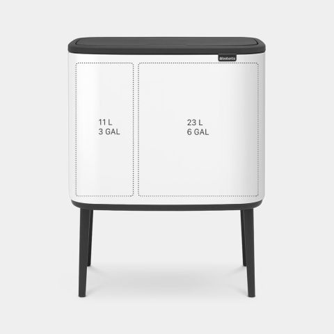 Bo Touch Trash Can 3 + 6 gallon (11 + 23L) - White | Brabantia