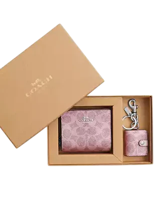 Coach Boxed Snap Wallet And Picture Frame Charm In Signature