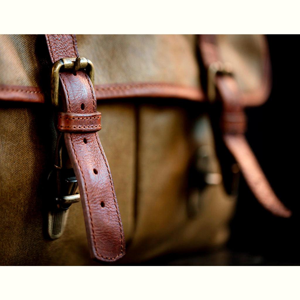 Roma Olive Green Waxed Canvas Camera Bag - Handmade Bronkey