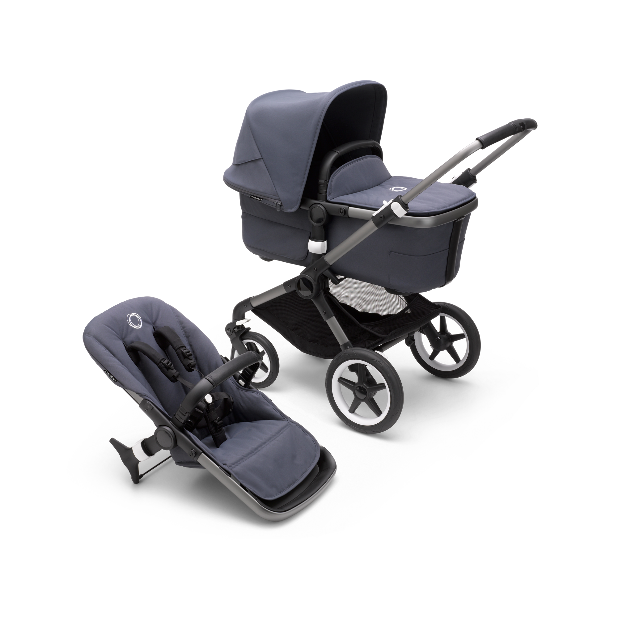 Bugaboo Fox 3 2-in-1 stroller stormy blue sun canopy, stormy blue
