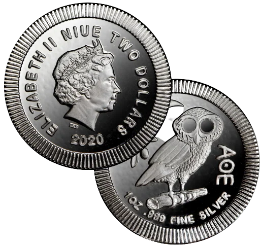 Niue Athena Owl Silver Coin | 1 oz .999 Fine Stackable Bullion