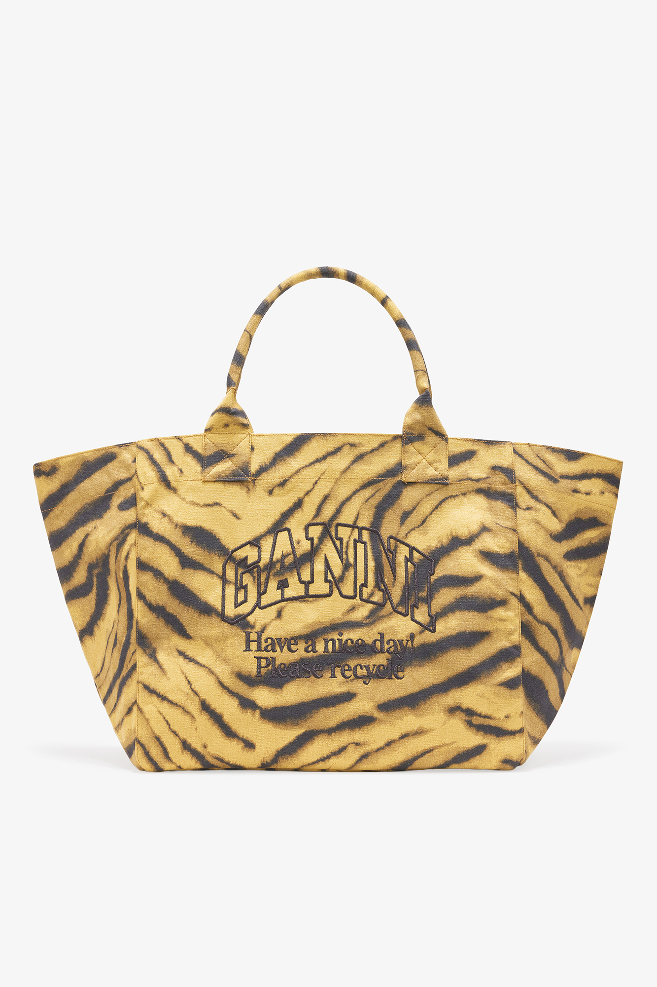 Khaki Zebra Print XXL Tote | GANNI US