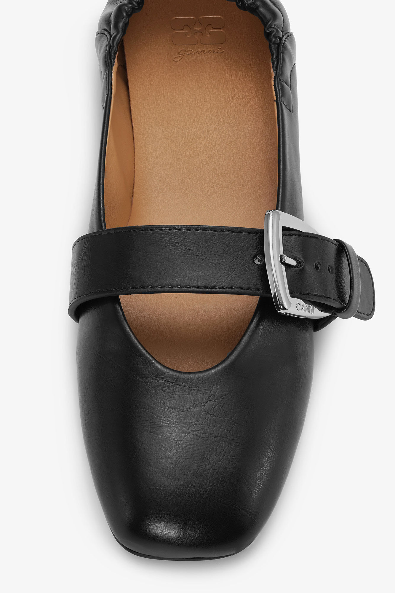 Black Buckle Strap Ballerinas in Black | GANNI US