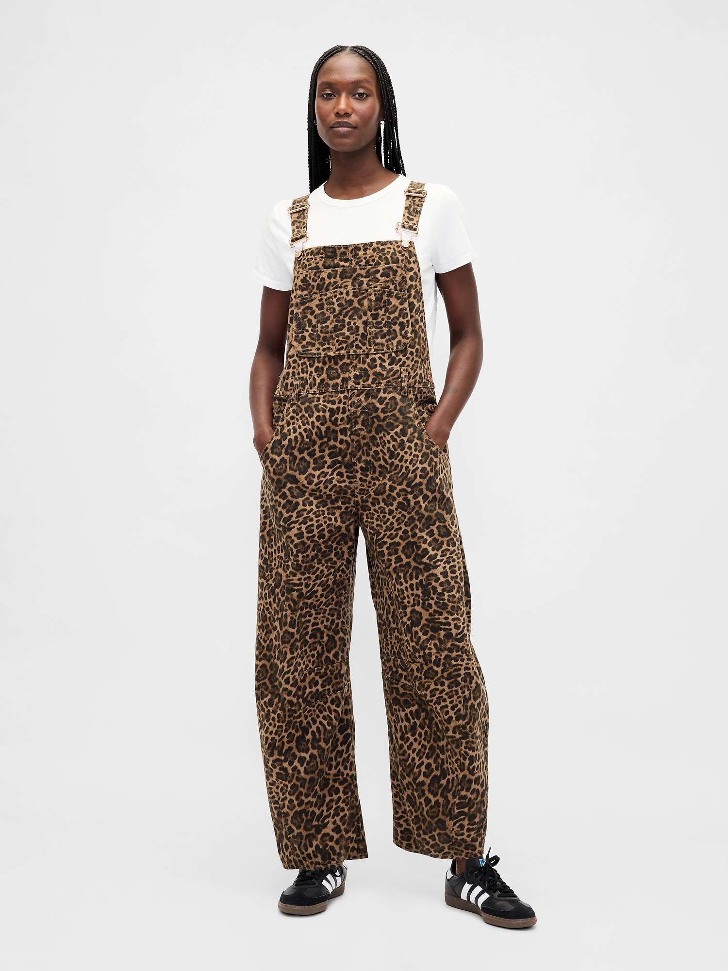 UltraSoft Denim Horseshoe Overalls | Gap