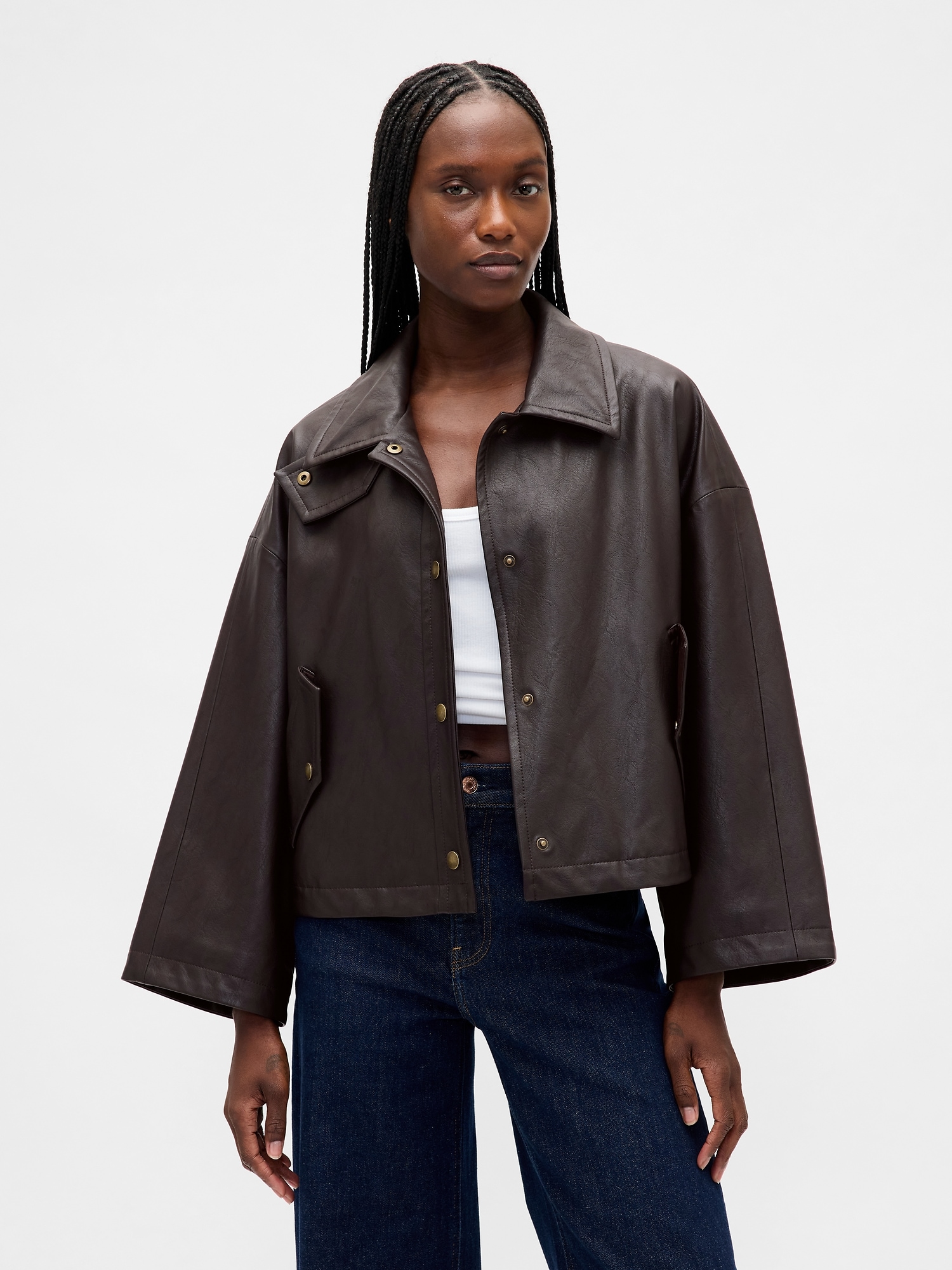 Vegan Leather Swing Jacket | Gap
