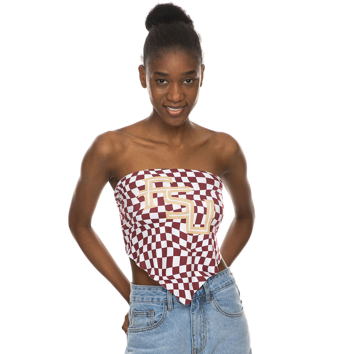ZooZatz's Women's Stacked FSU Wavy Check Design Bandana Tie Back