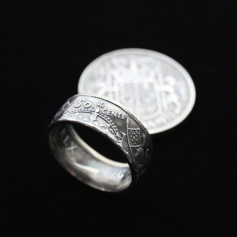 指輪／コインリング／カナダ銀貨／大きい王冠／紋章／silver800