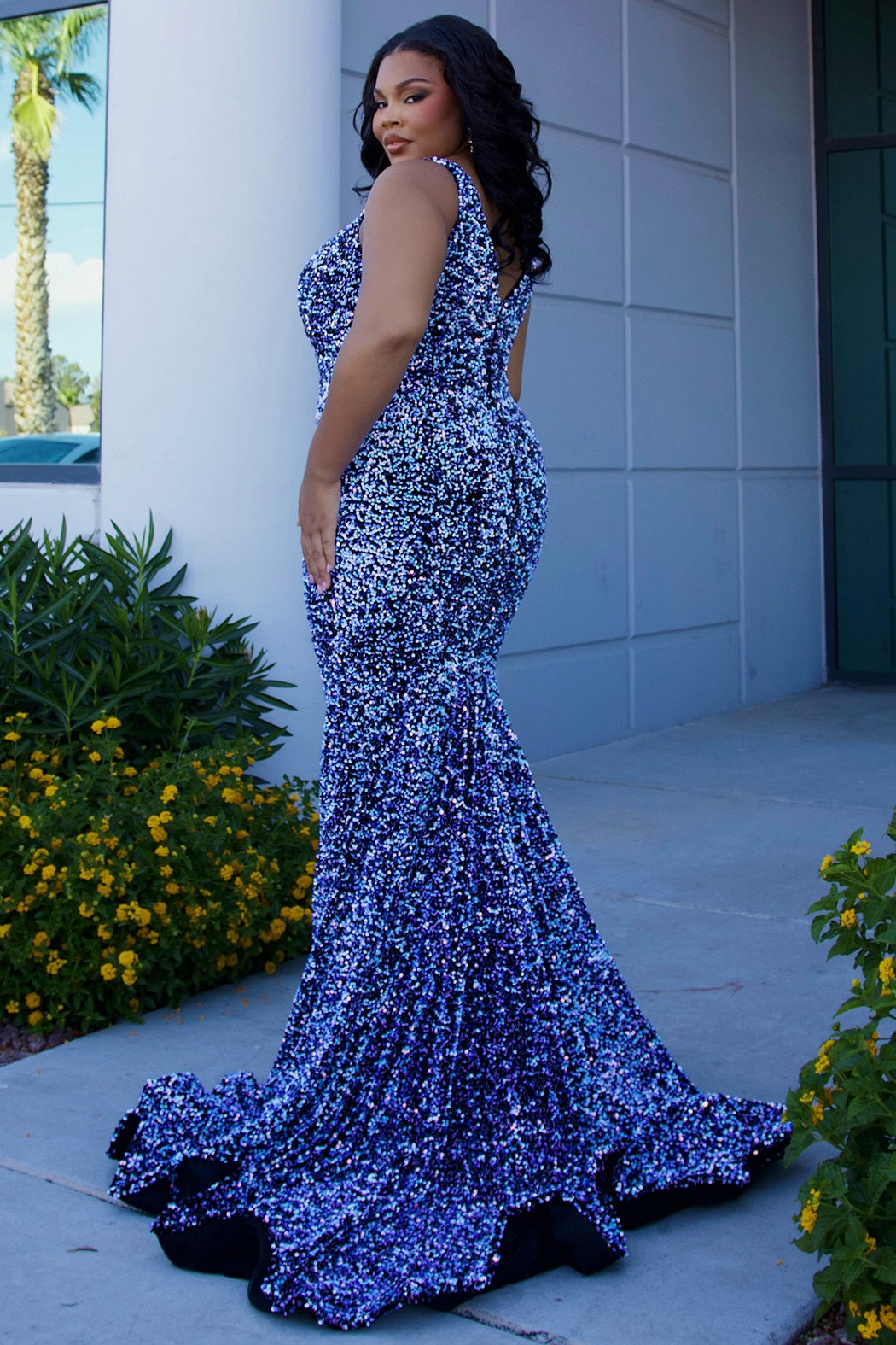 Sydney's Closet JK2308 Size 22 Cosmic Prom Dress Long Velvet