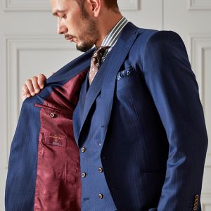 ネイビースーツ・ストライプのコーディネート（Cloth Ermenegildo